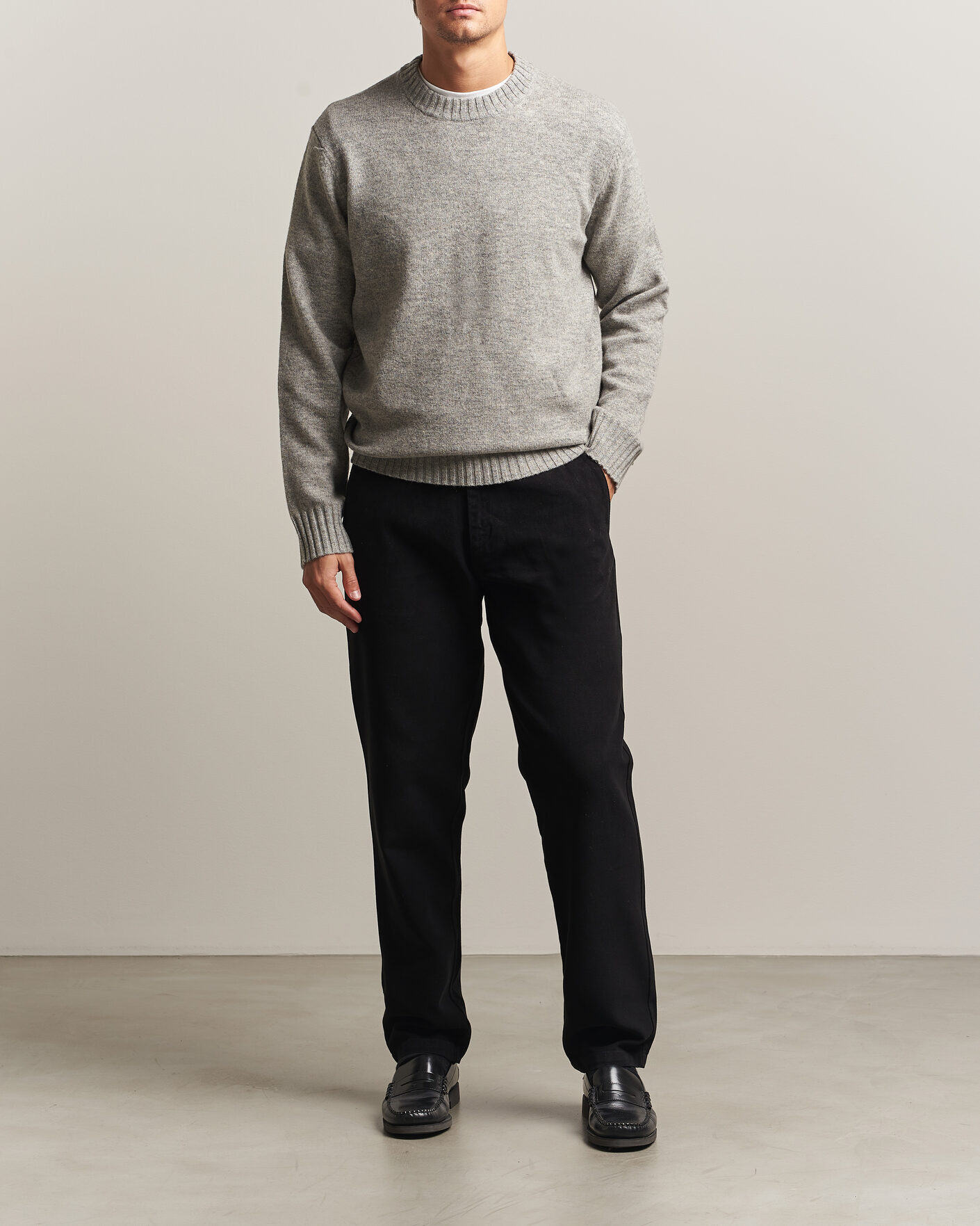 Heren | Truien | A Day's March | Marlow Lambswool Sweater Grey Melange