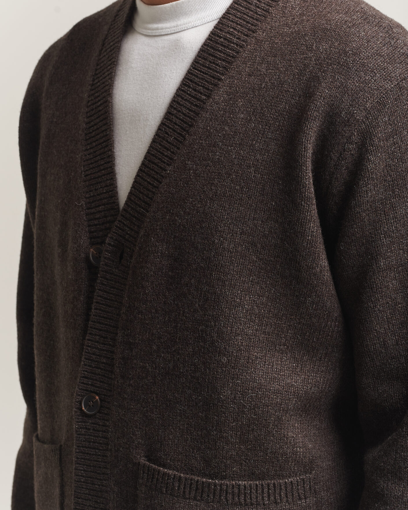 Heren | Truien | A Day's March | Jarrow Lambswool Cardigan Dark Brown