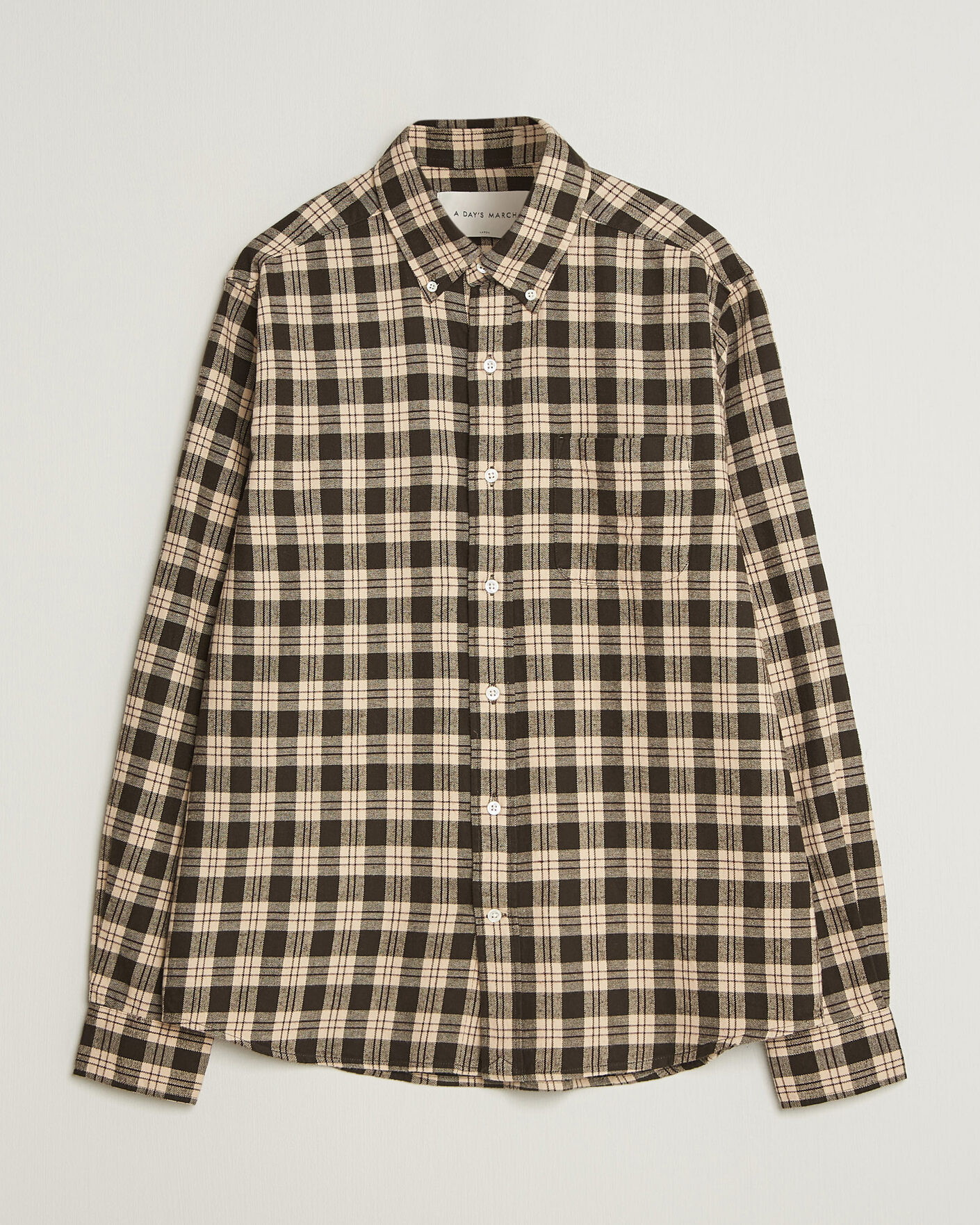 Heren | Overhemden | A Day's March | Classic Checked Flannel Shirt Brown/Sand