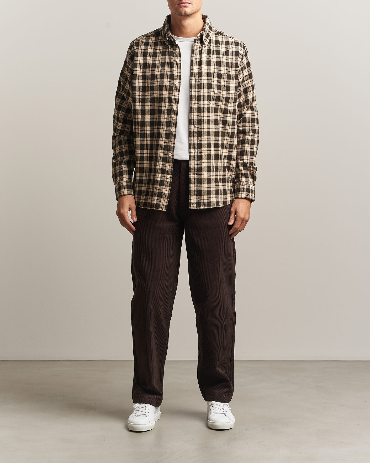 Heren | Overhemden | A Day's March | Classic Checked Flannel Shirt Brown/Sand
