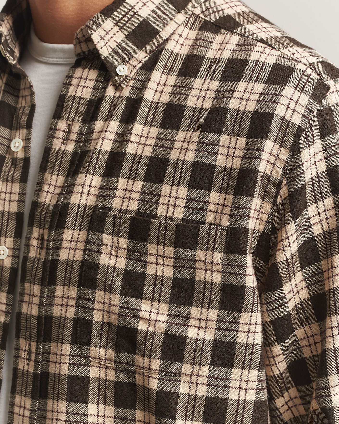 Heren | Overhemden | A Day's March | Classic Checked Flannel Shirt Brown/Sand
