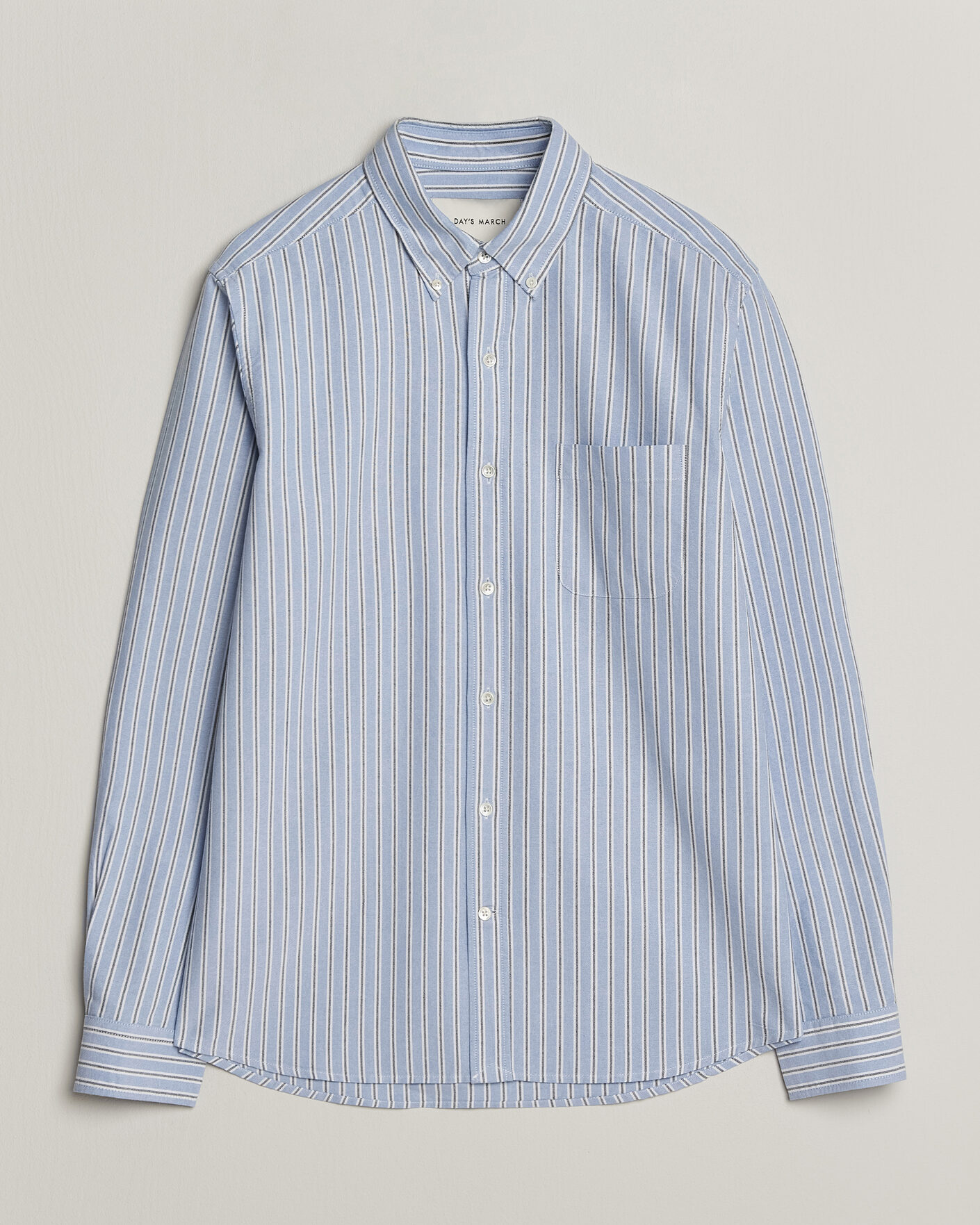 Heren | Overhemden | A Day's March | Classic Flag Striped Oxford Shirt White/Blue/Black