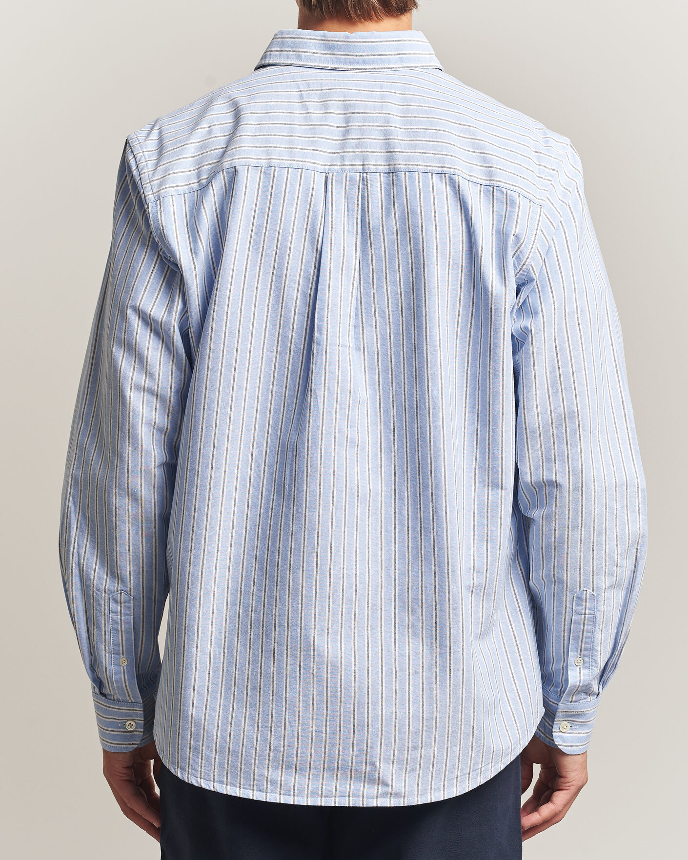 Heren | Overhemden | A Day's March | Classic Flag Striped Oxford Shirt White/Blue/Black