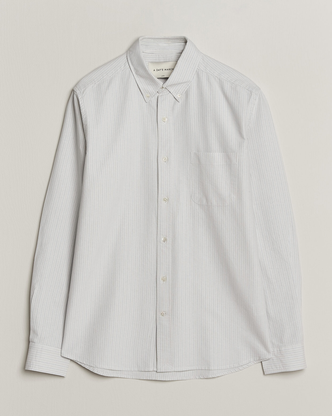 Heren | Overhemden | A Day's March | Classic Flag Striped Oxford Shirt Grey/White