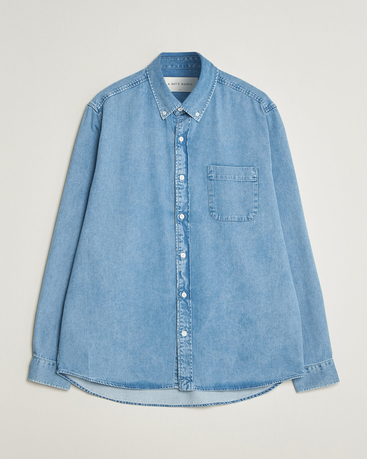 Heren | Overhemden | A Day's March | Original Button Down Denim Shirt Light Blue