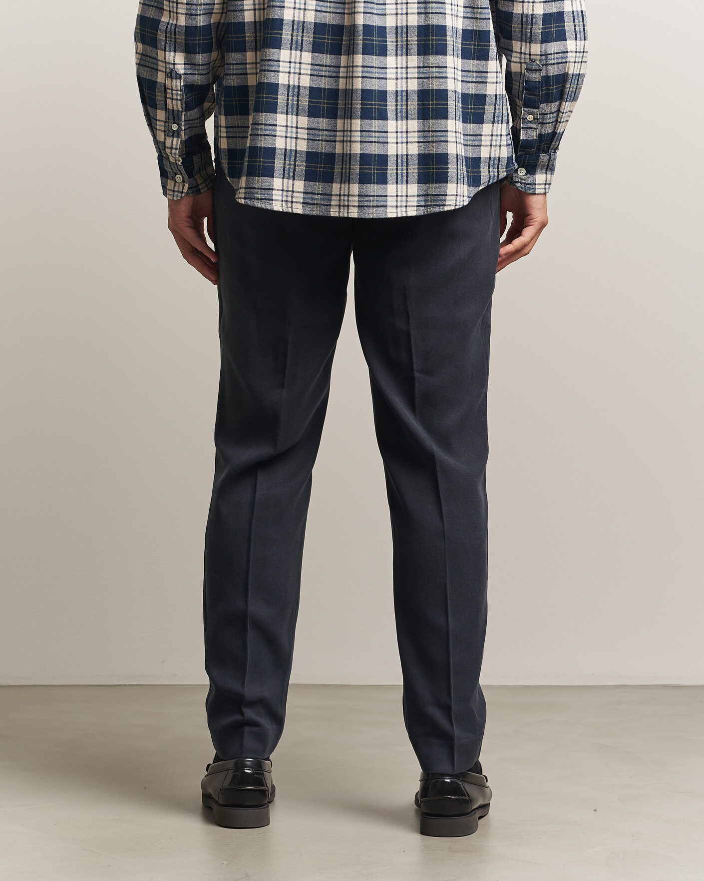 Heren | Broeken | A Day's March | Smart Lyocell Trousers Navy