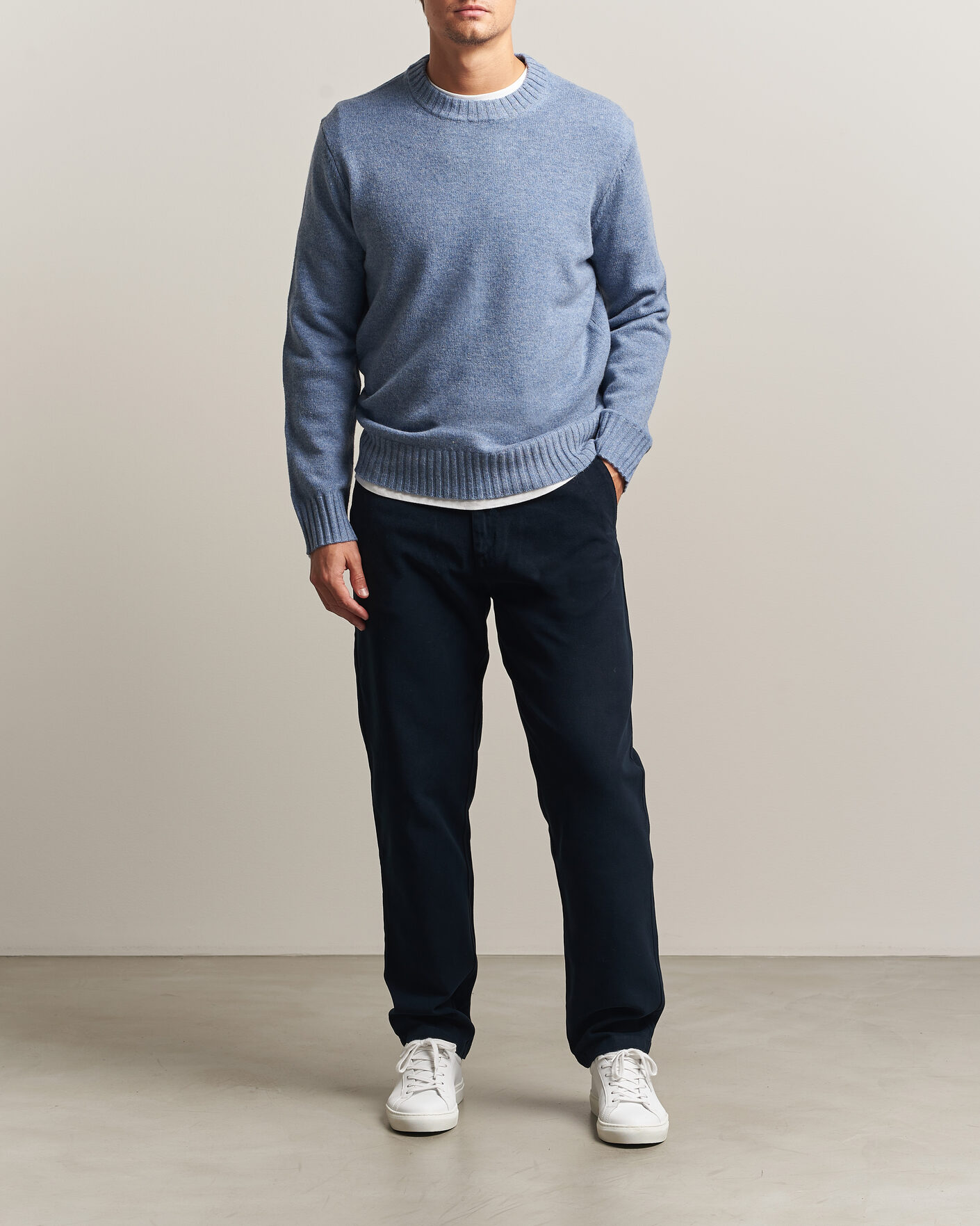 Heren | Broeken | A Day's March | Miller Cotton/Lyocell Trousers Navy