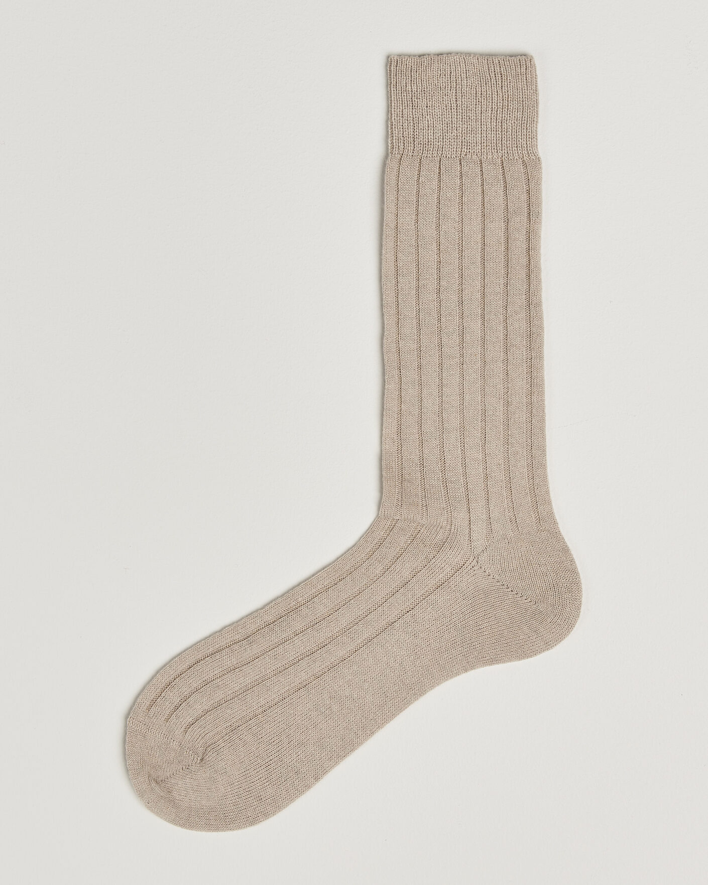 Heren | Ondergoed | Bresciani | Wool/Cashmere Ribbed Socks Beige