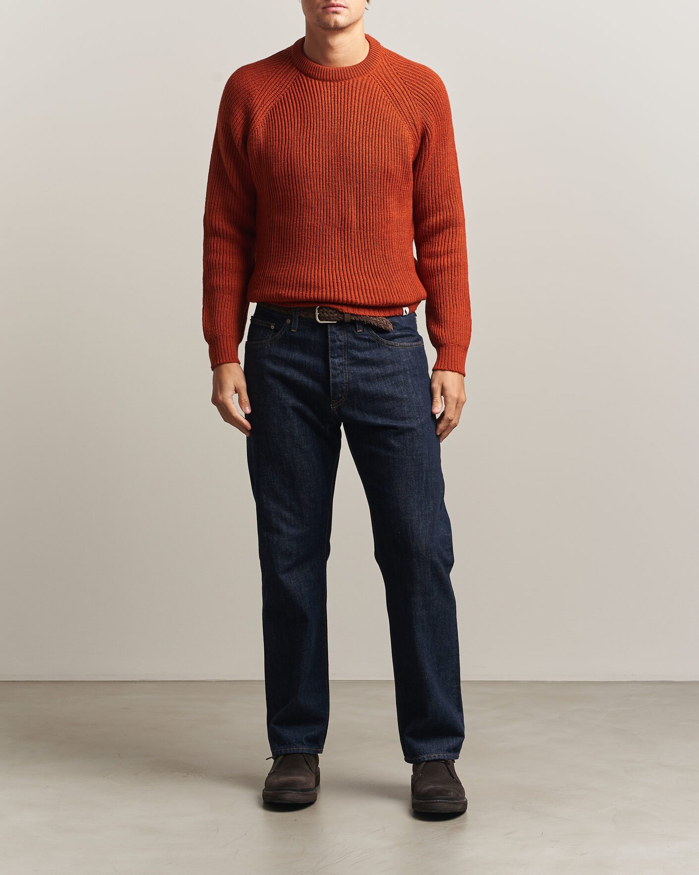 Heren | Truien | Peregrine | Ford Knitted Wool Jumper Orange