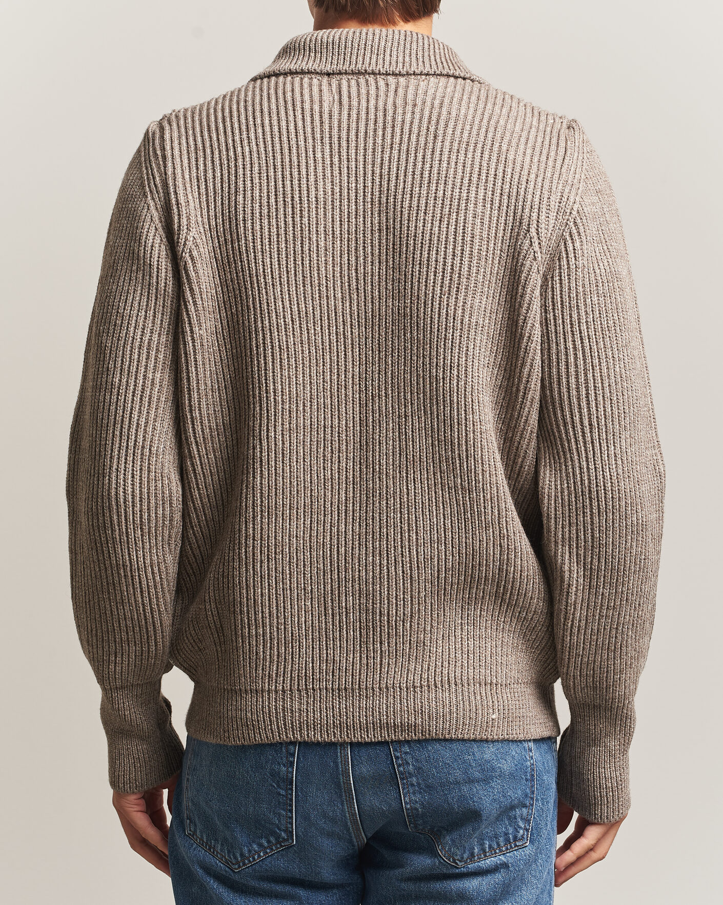 Heren | Truien | Peregrine | Fisherman Merino Zip Cardigan Light Brown