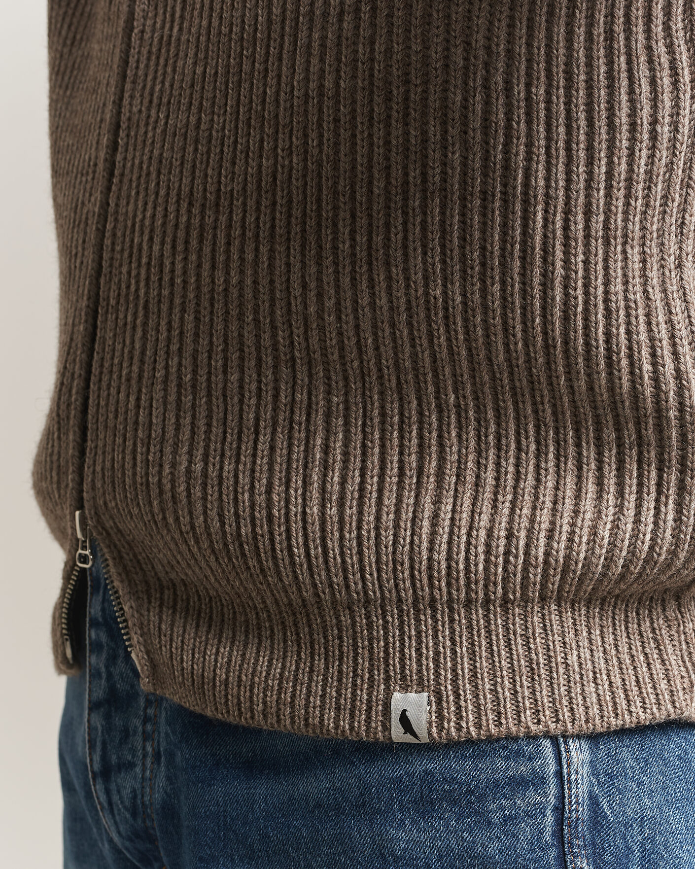 Heren | Truien | Peregrine | Fisherman Merino Zip Cardigan Light Brown