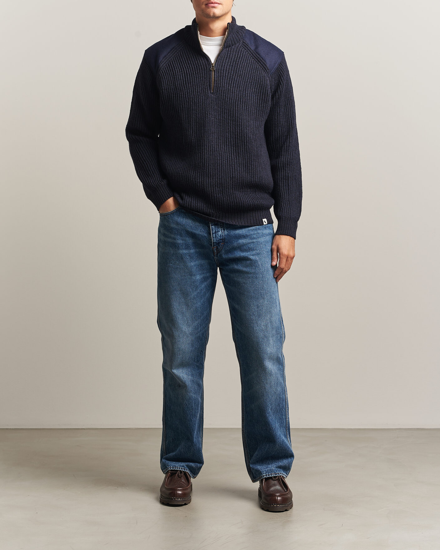 Heren | Truien | Peregrine | Foxton Quarter Zip Jumperr Navy