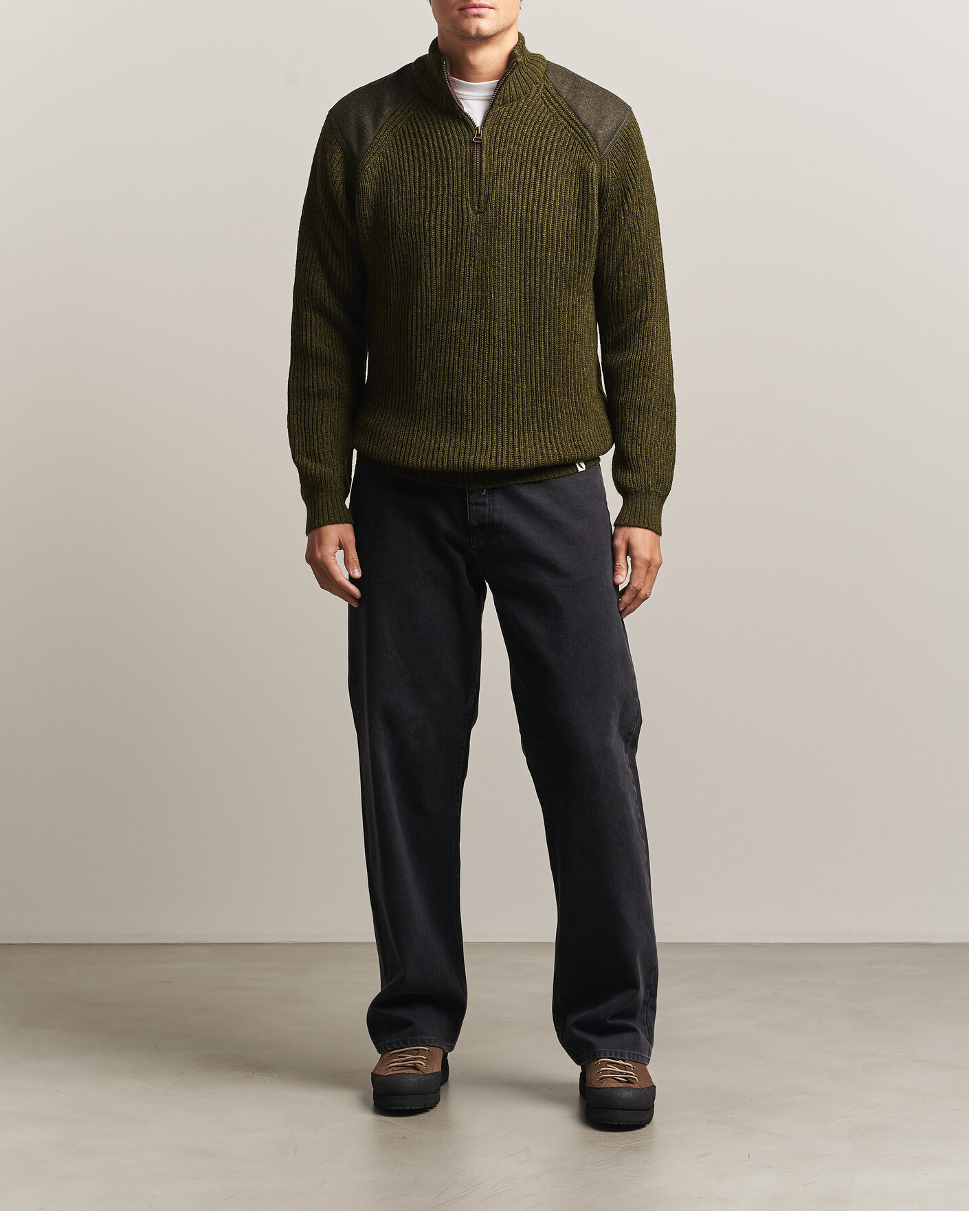 Heren | Truien | Peregrine | Foxton Quarter Zip Jumperr Olive