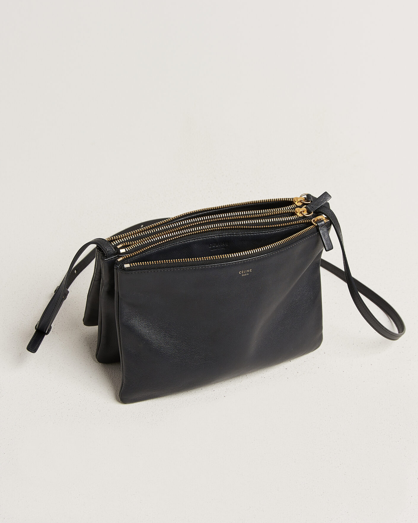 Heren | Pre-Owned & Vintage Bags | Celine Pre-Owned | Trio Bag Medium Leather Black
