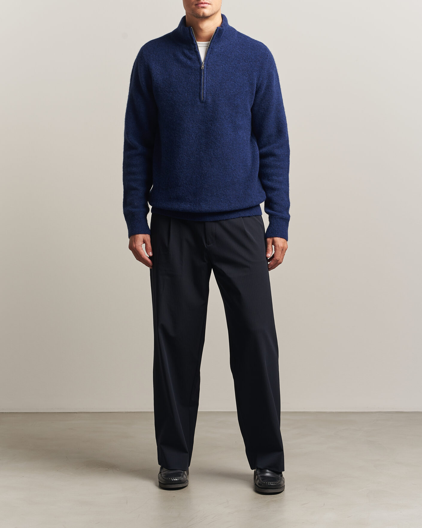 Heren | Truien | Filippa K | Andrew Yak Knitted Half Zip Deep Blue