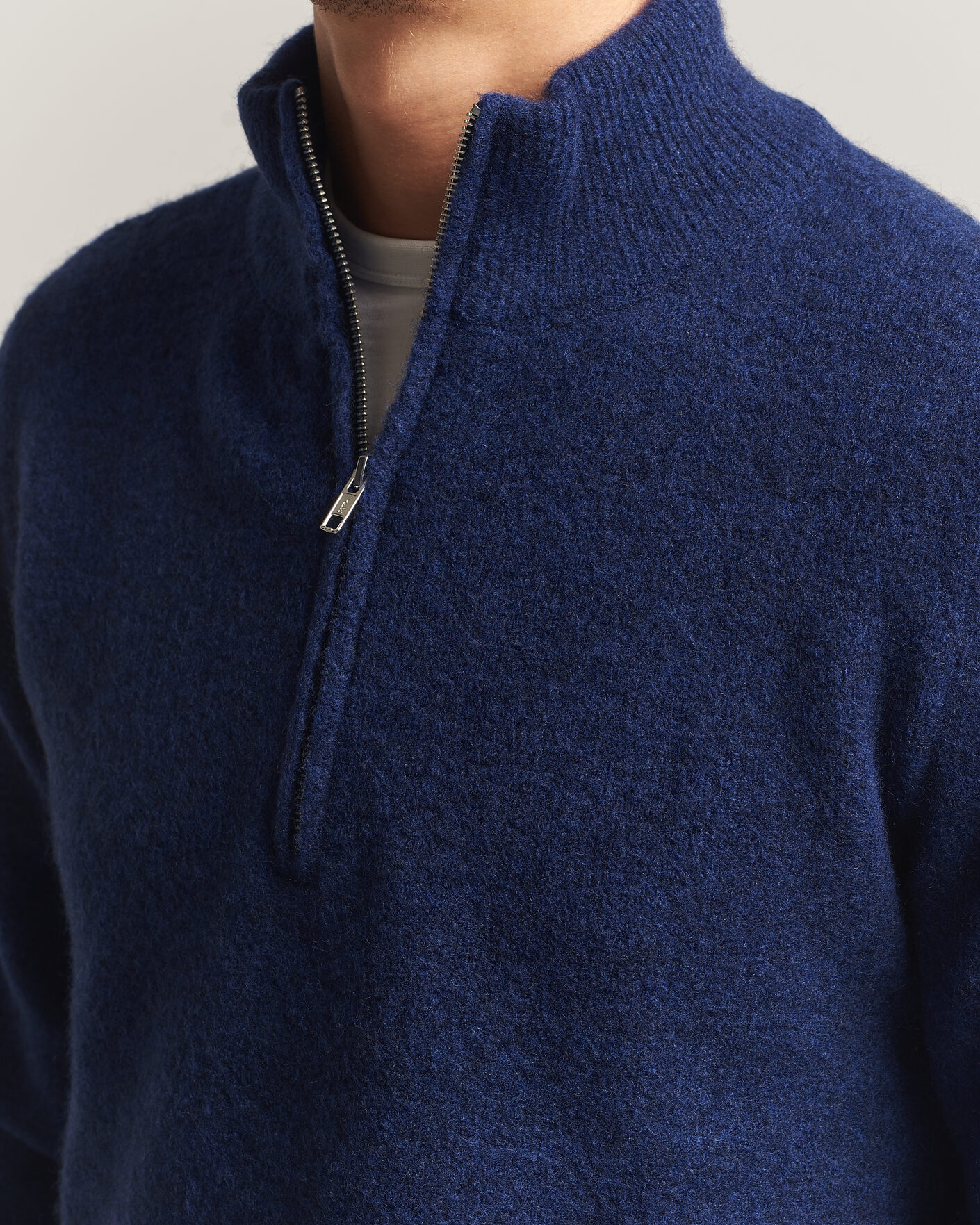 Heren | Truien | Filippa K | Andrew Yak Knitted Half Zip Deep Blue