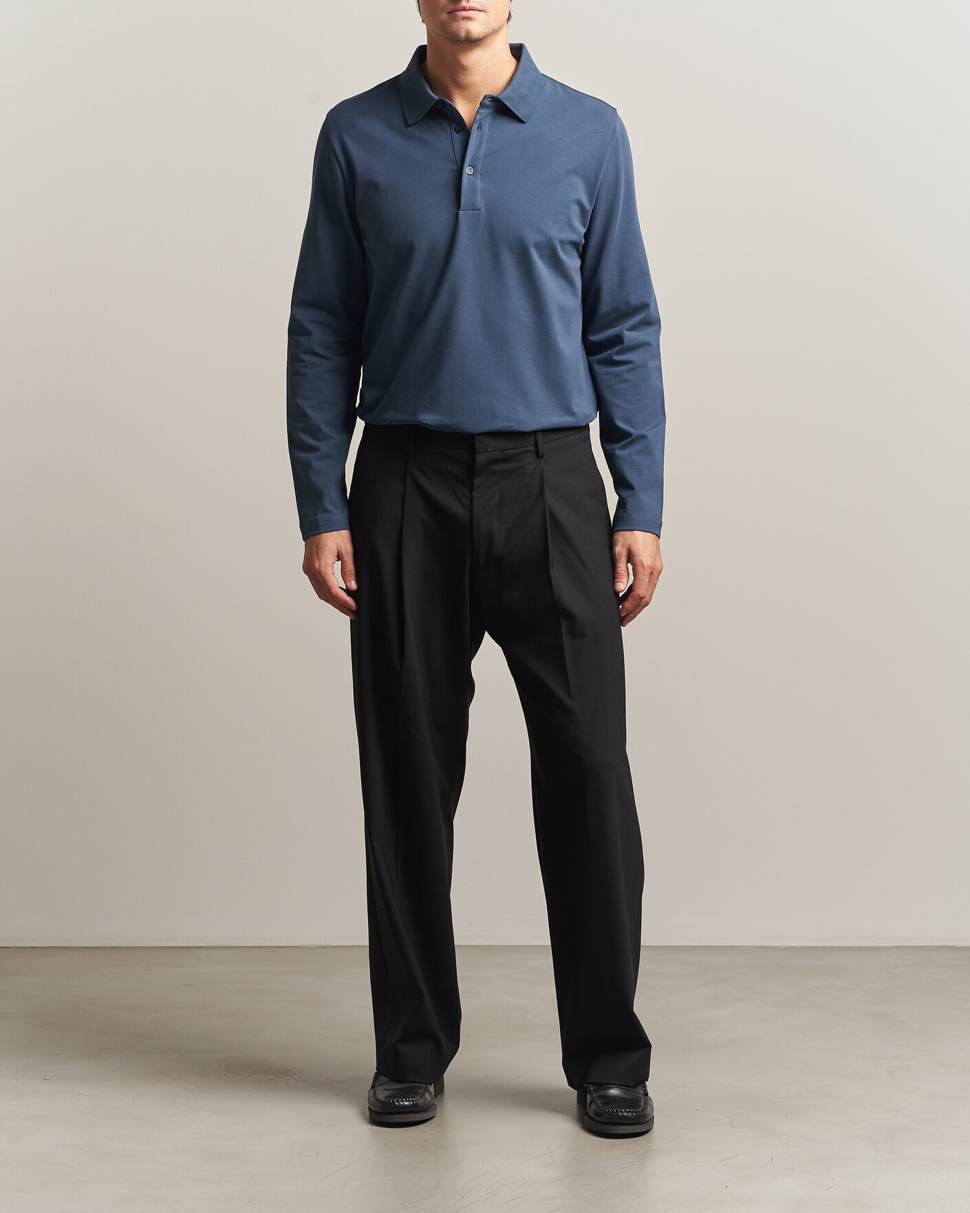 Heren | Polo's | Filippa K | Luke Lycra Polo Shirt Stone Blue
