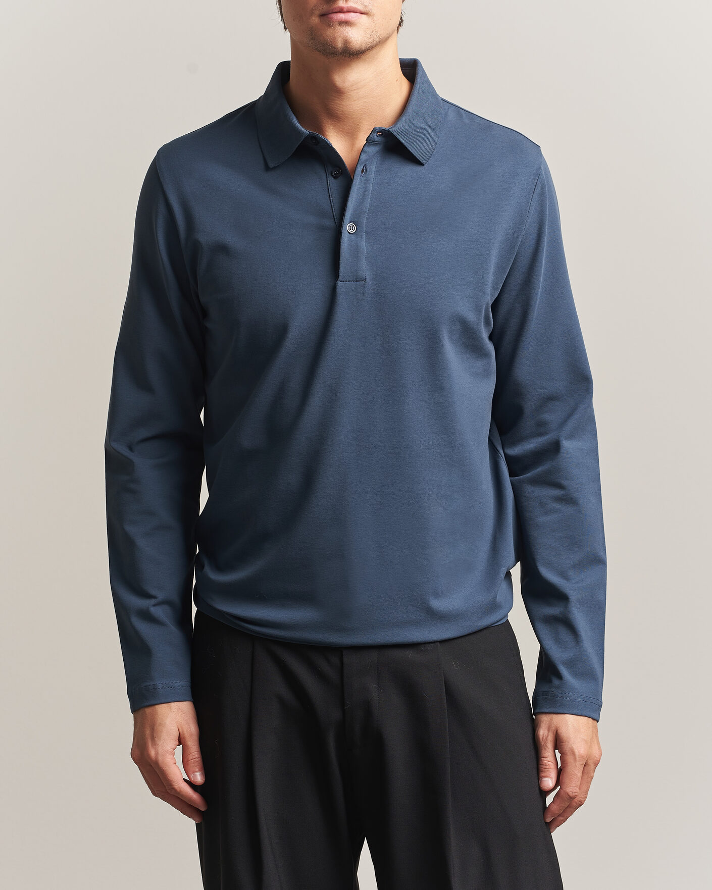 Heren | Polo's | Filippa K | Luke Lycra Polo Shirt Stone Blue