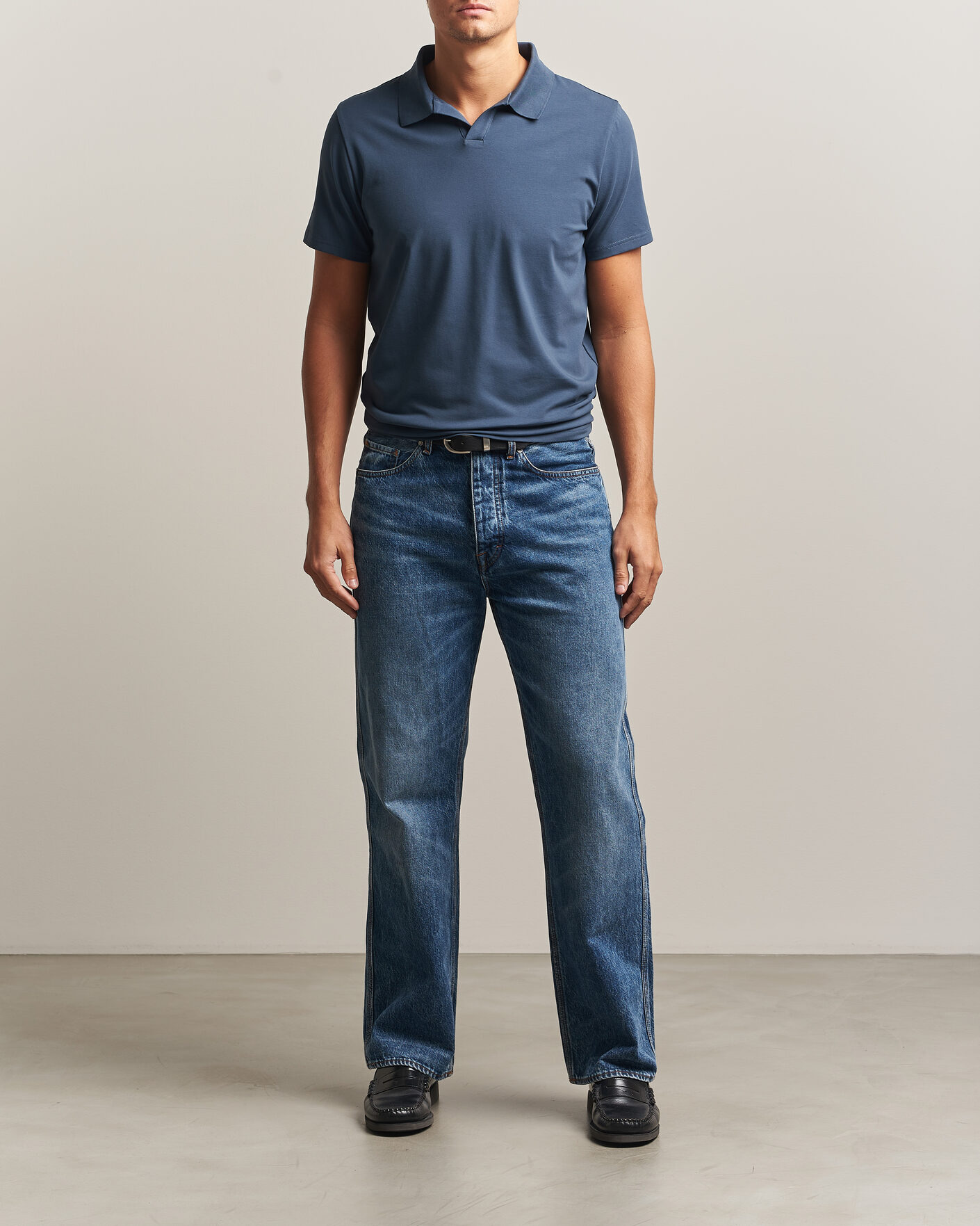 Heren | Polo's | Filippa K | Soft Lycra Polo T-Shirt Stone Blue