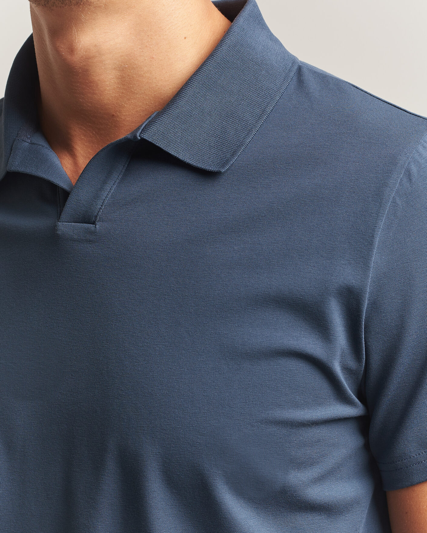 Heren | Polo's | Filippa K | Soft Lycra Polo T-Shirt Stone Blue