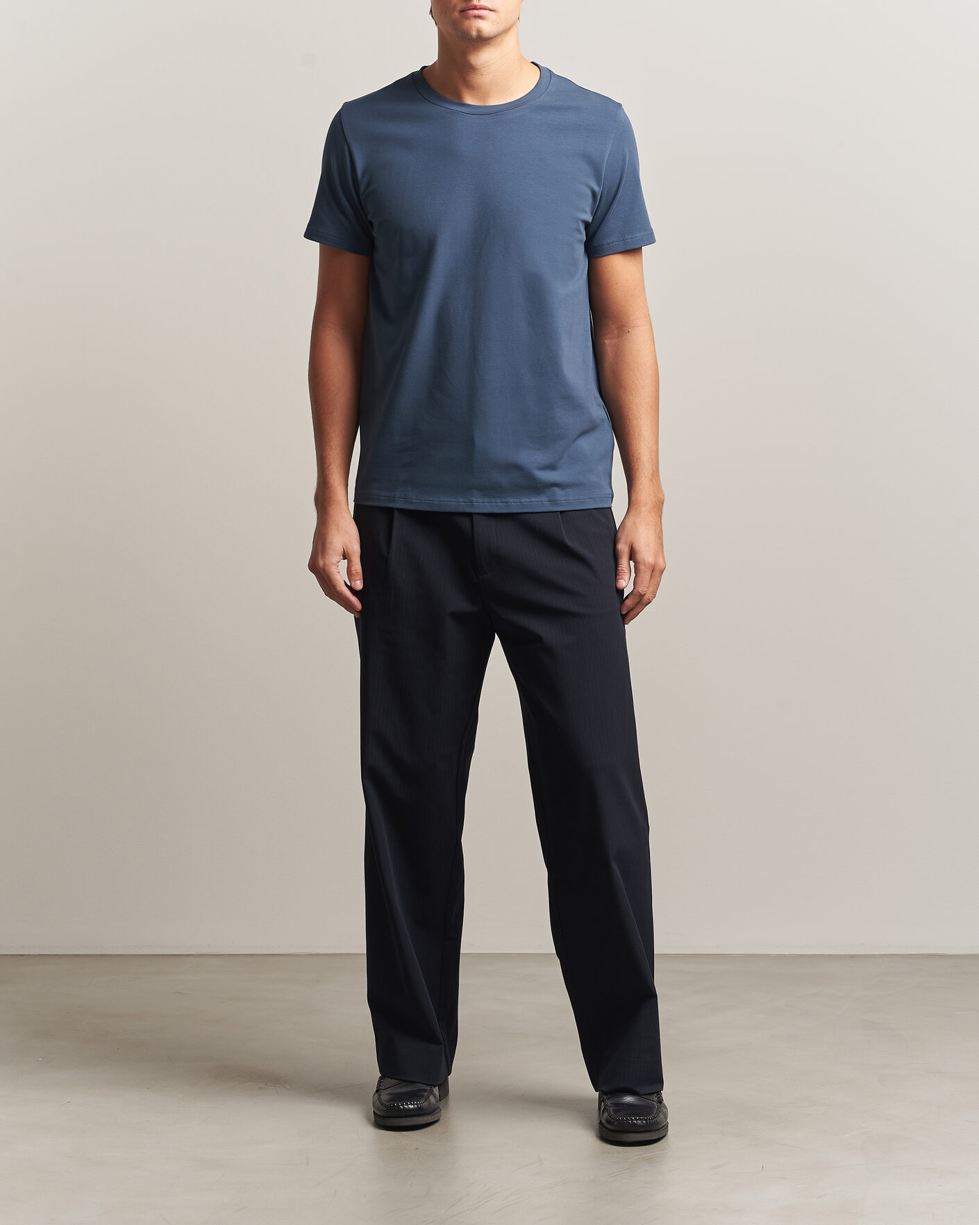 Heren | T-shirts | Filippa K | Soft Lycra T-Shirt Stone Blue