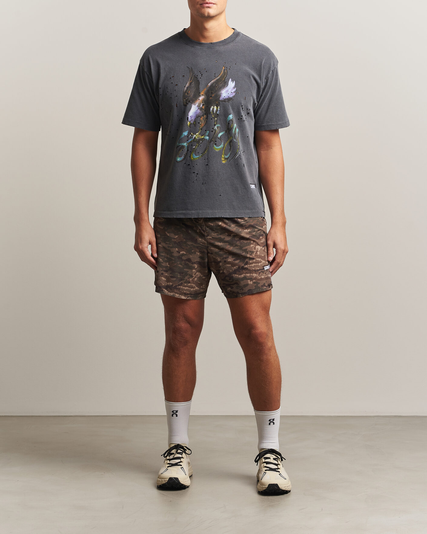 Heren | T-shirts | Satisfy | MothTech T-Shirt Aged Black Eagle