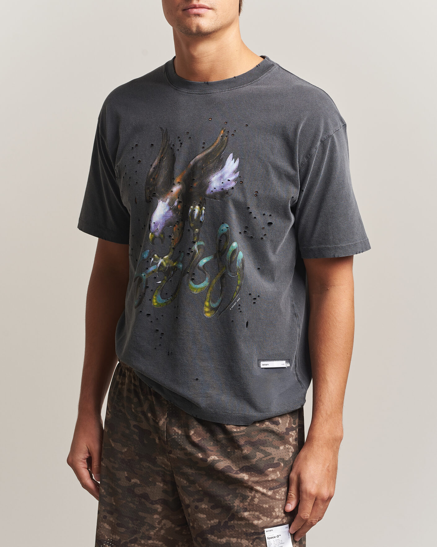 Heren | T-shirts | Satisfy | MothTech T-Shirt Aged Black Eagle