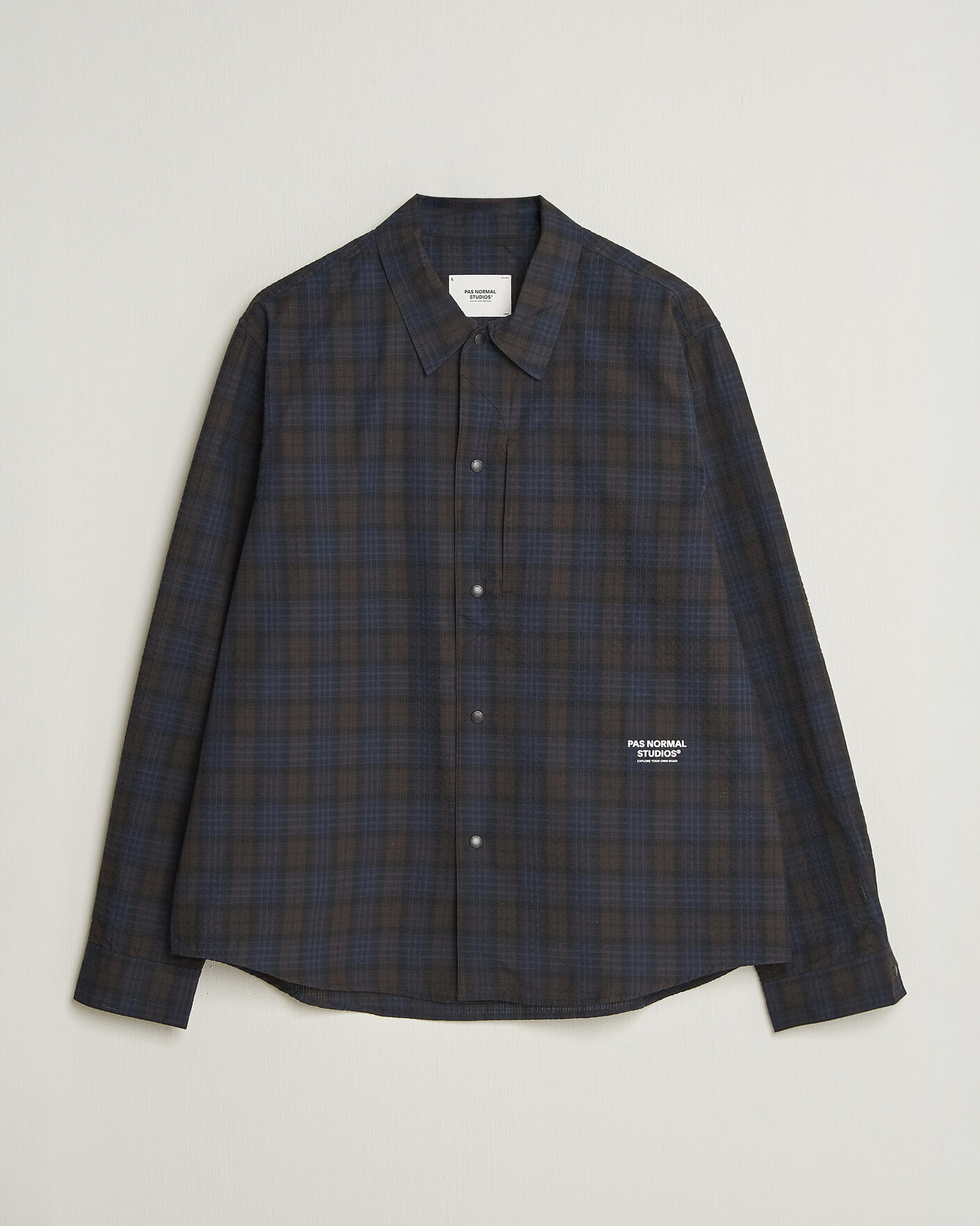 Heren | Overhemden | Pas Normal Studios | Off-Race Seersucker Shirt Dark Navy