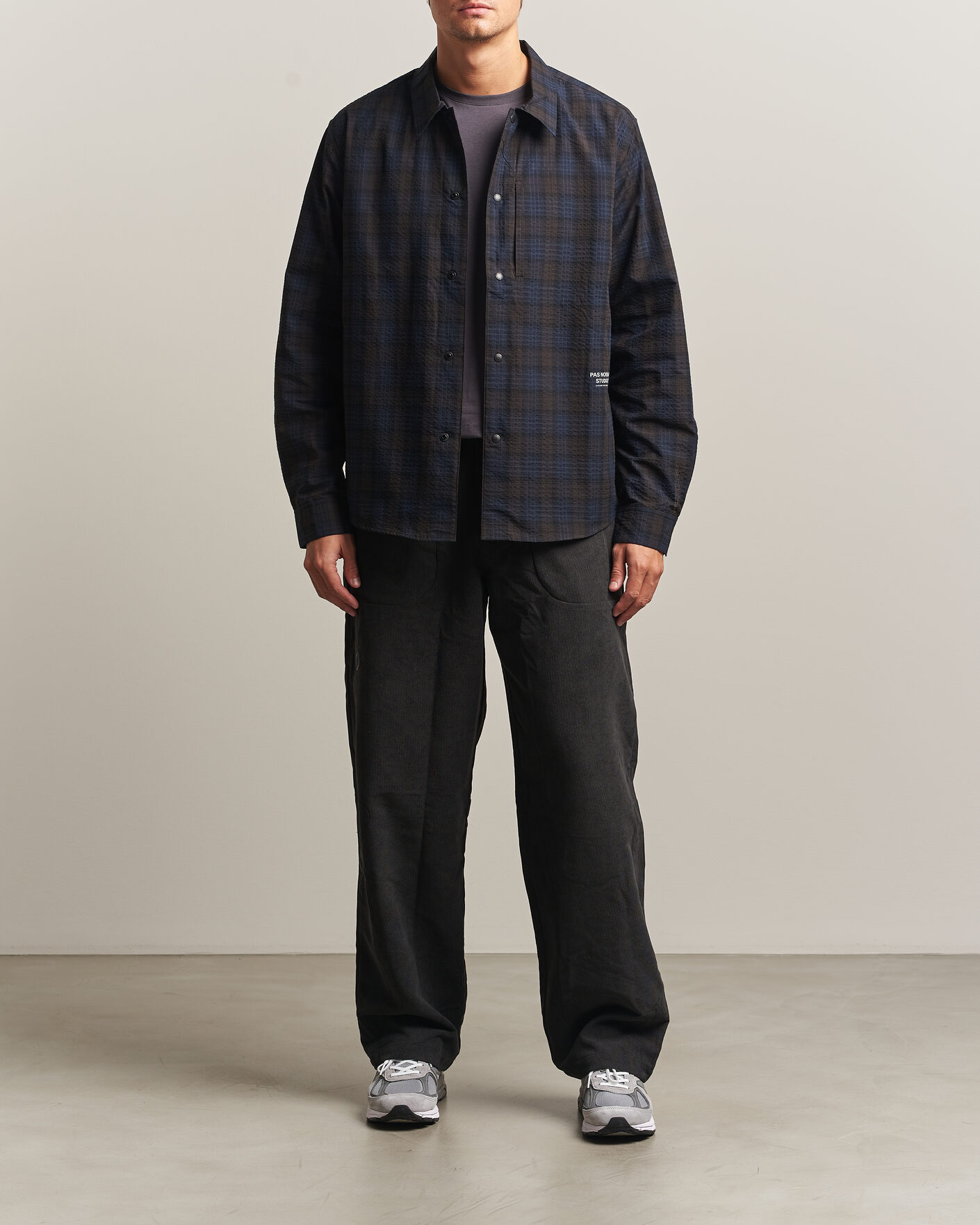 Heren | Overhemden | Pas Normal Studios | Off-Race Seersucker Shirt Dark Navy