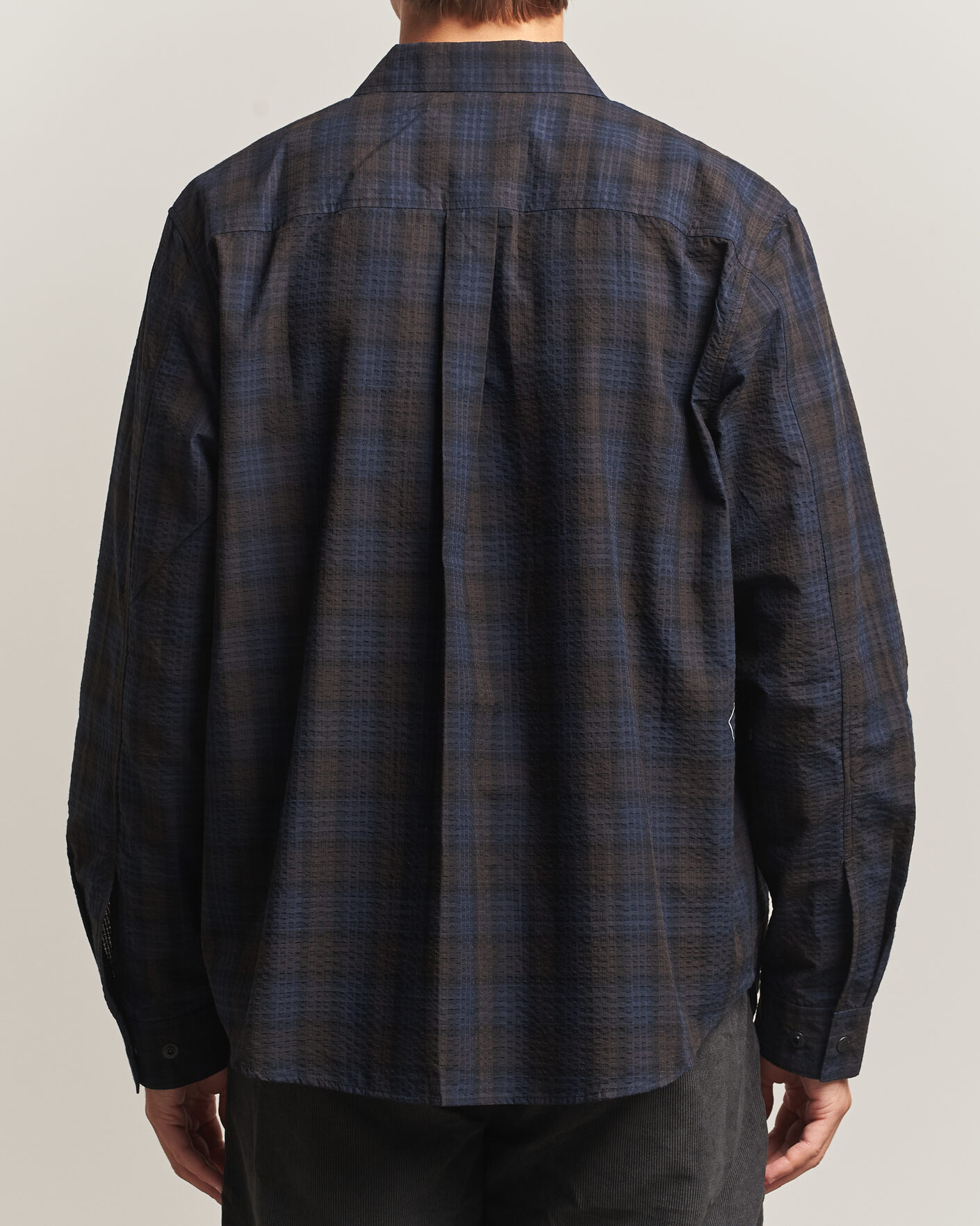Heren | Overhemden | Pas Normal Studios | Off-Race Seersucker Shirt Dark Navy