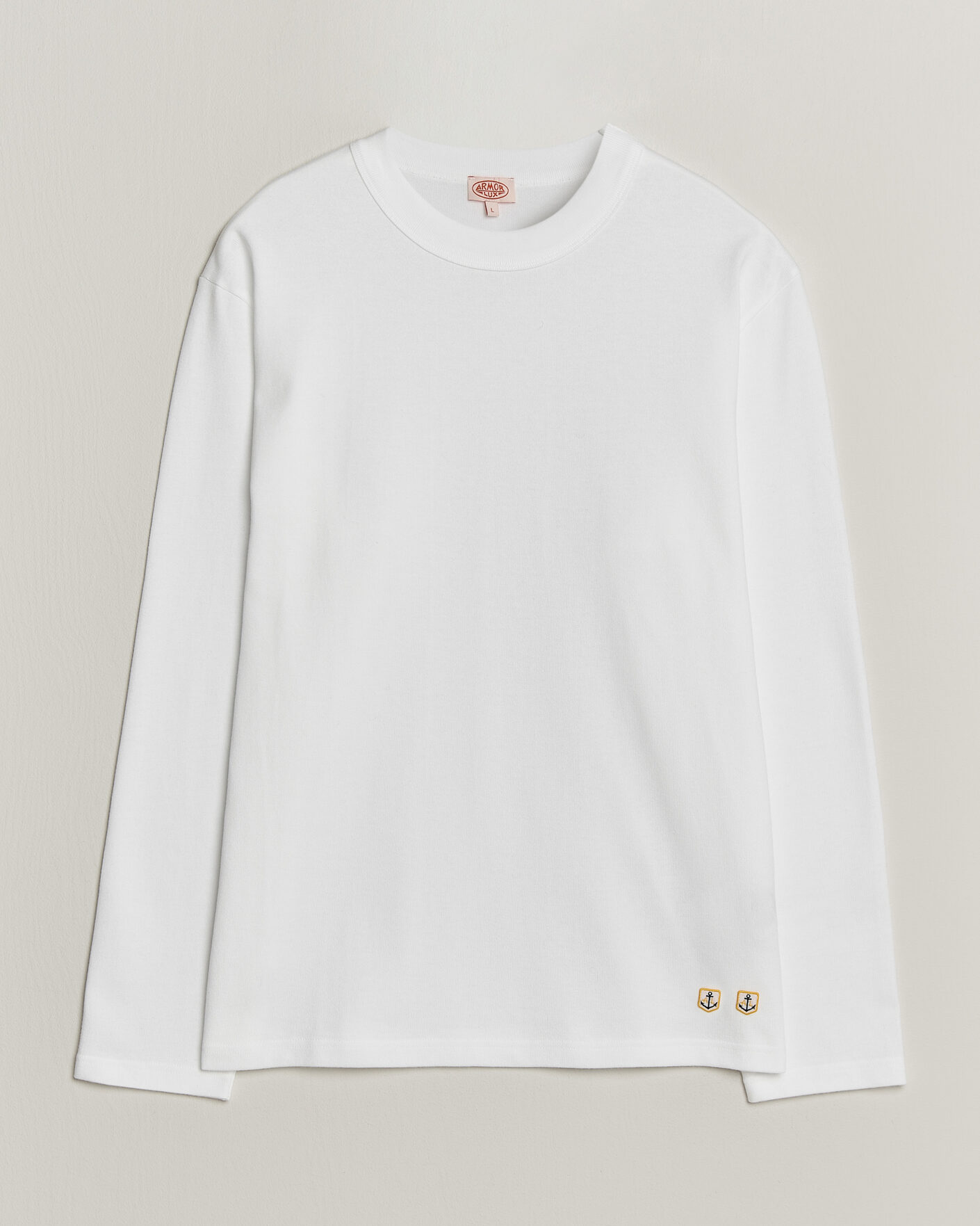Heren | T-shirts | Armor-lux | Heritage Long Sleeve Cotton T-Shirt White