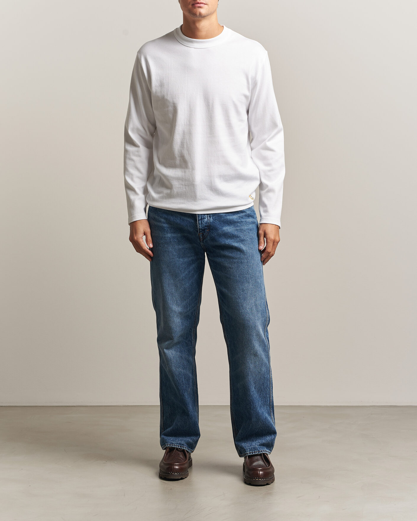 Heren | T-shirts | Armor-lux | Heritage Long Sleeve Cotton T-Shirt White