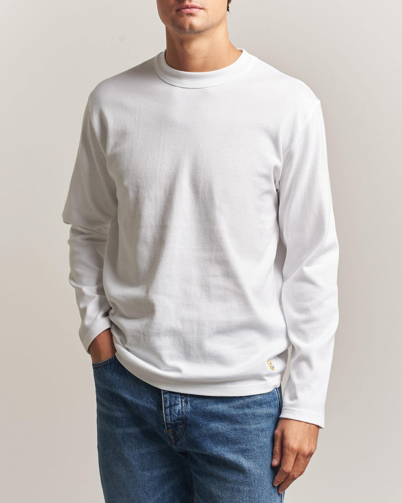 Heren | T-shirts | Armor-lux | Heritage Long Sleeve Cotton T-Shirt White