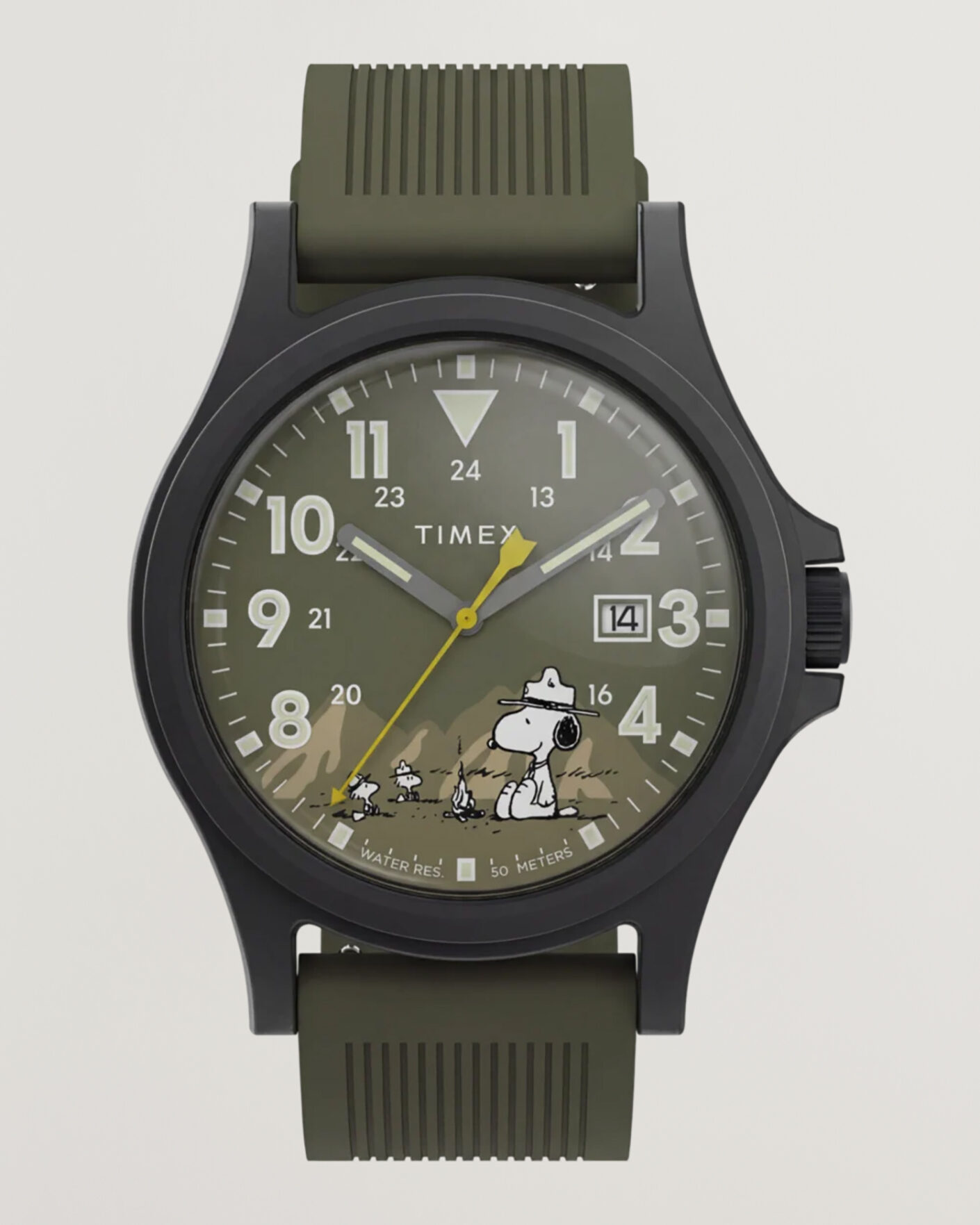 Heren | Timex Peanuts x Timex Expedition Acadia 40mm Green Dial | Timex | Peanuts x Expedition Acadia 40mm Green Dial