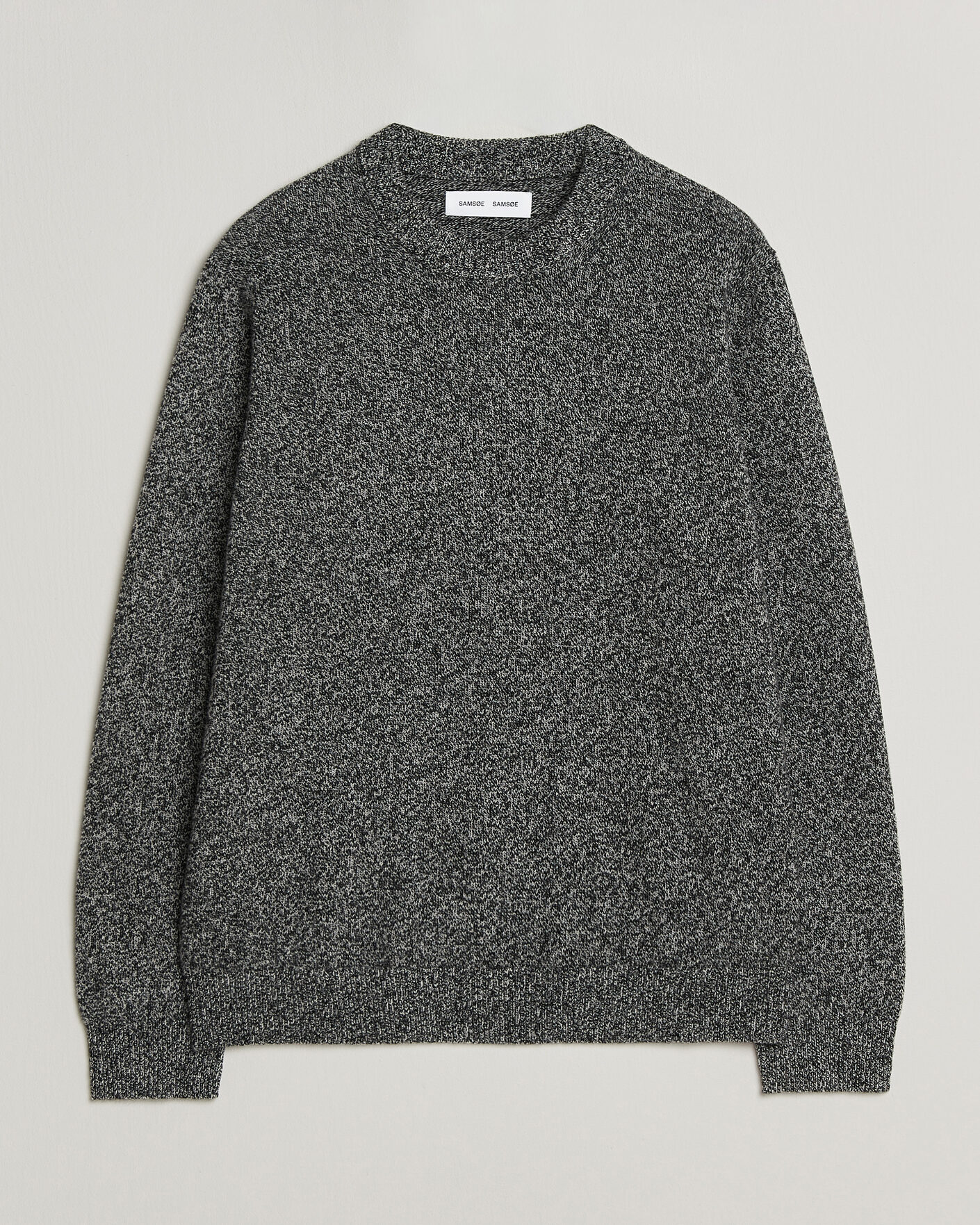 Heren | Truien | Samsøe Samsøe | Isak Knitted Crew Neck Black White Melange