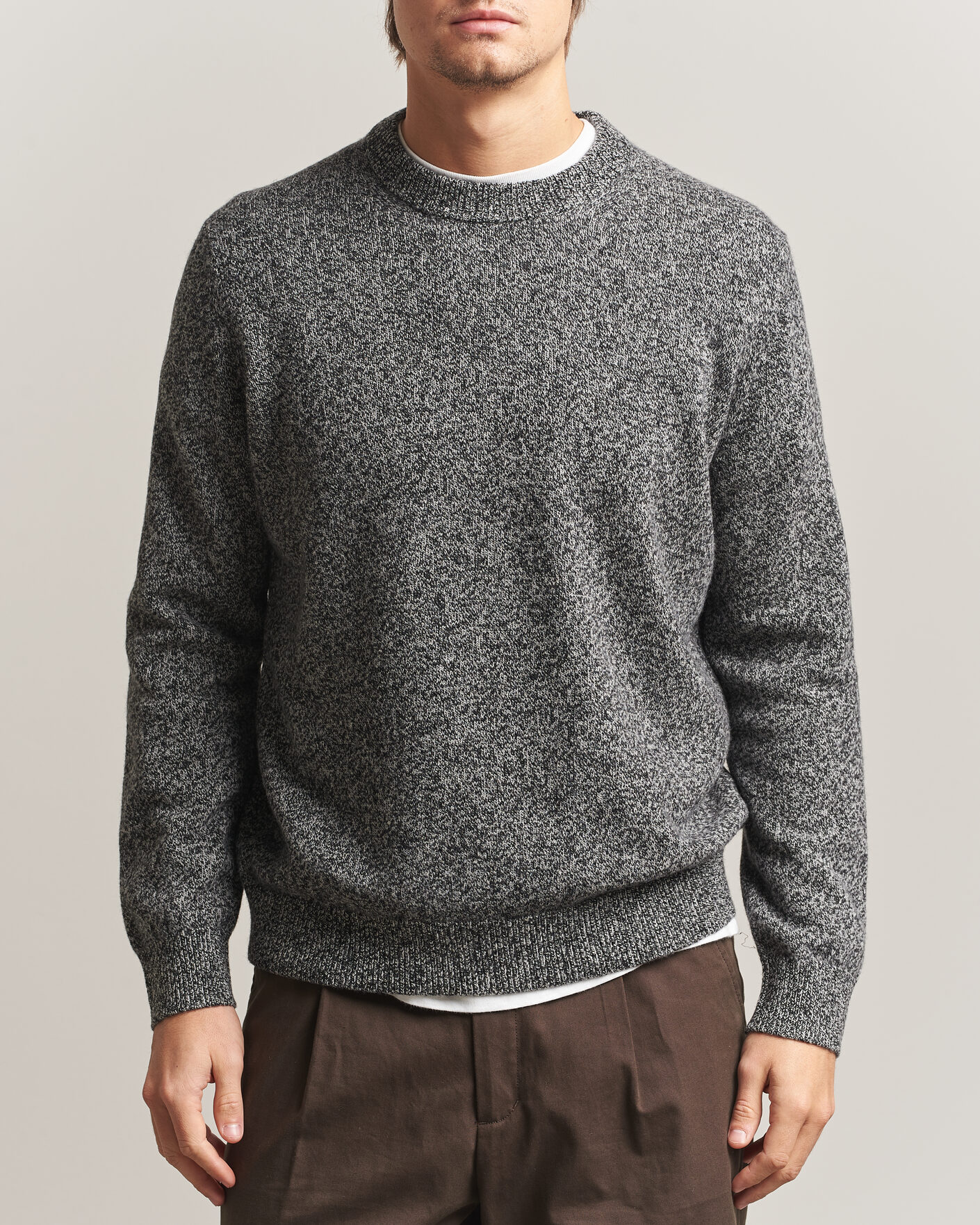 Heren | Truien | Samsøe Samsøe | Isak Knitted Crew Neck Black White Melange