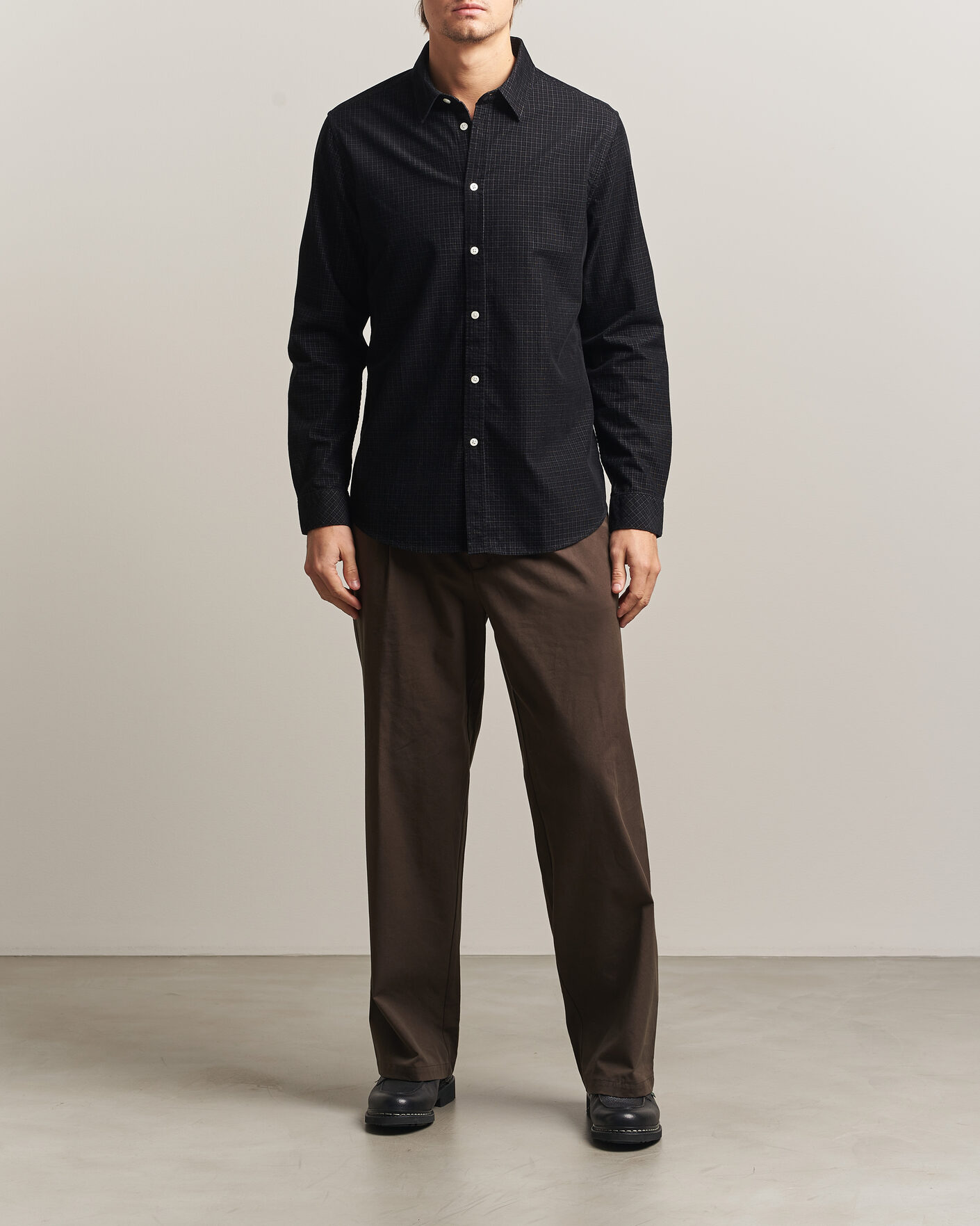 Heren | Overhemden | Samsøe Samsøe | Liam Baby Cord Checked Shirt Black