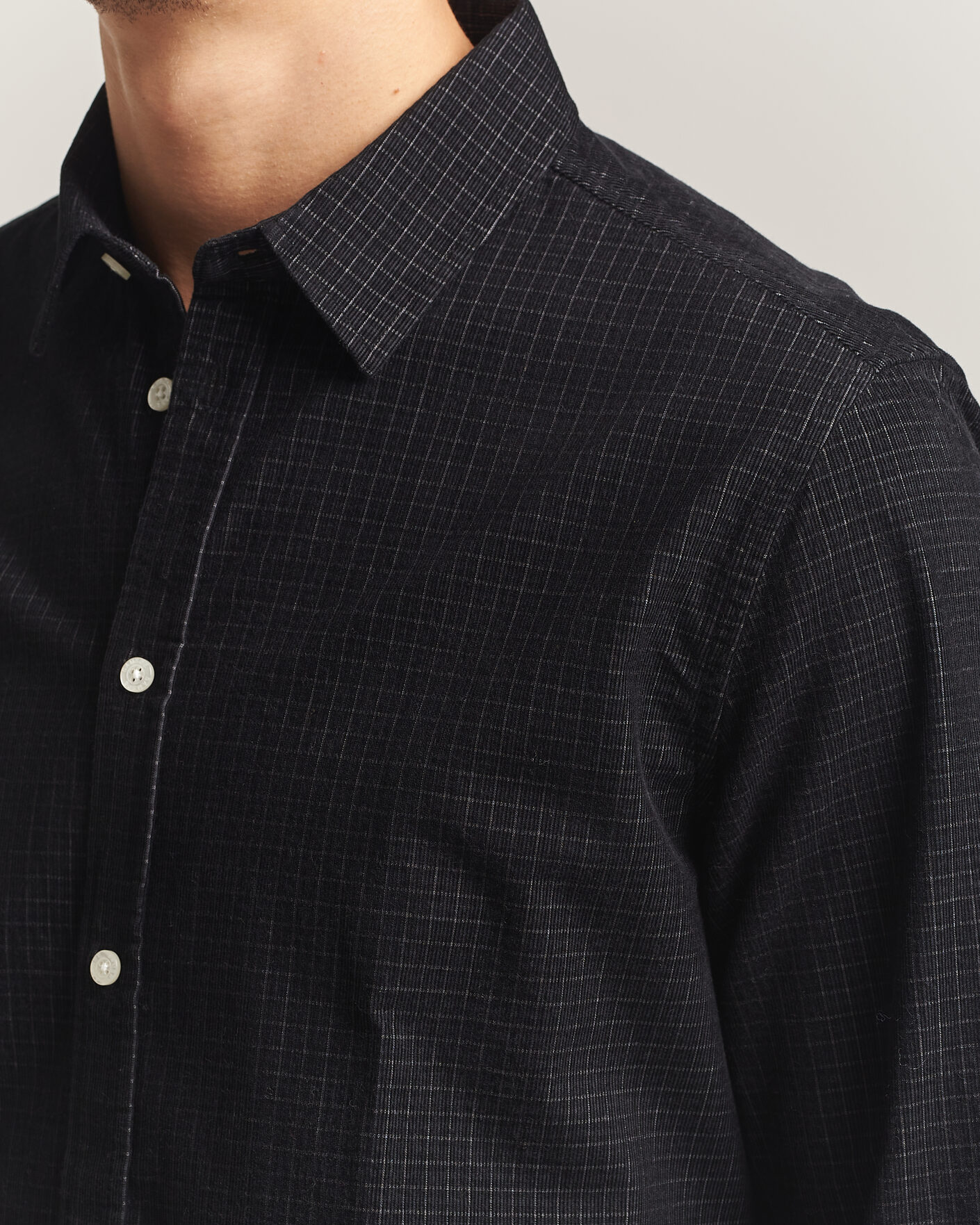 Heren | Overhemden | Samsøe Samsøe | Liam Baby Cord Checked Shirt Black