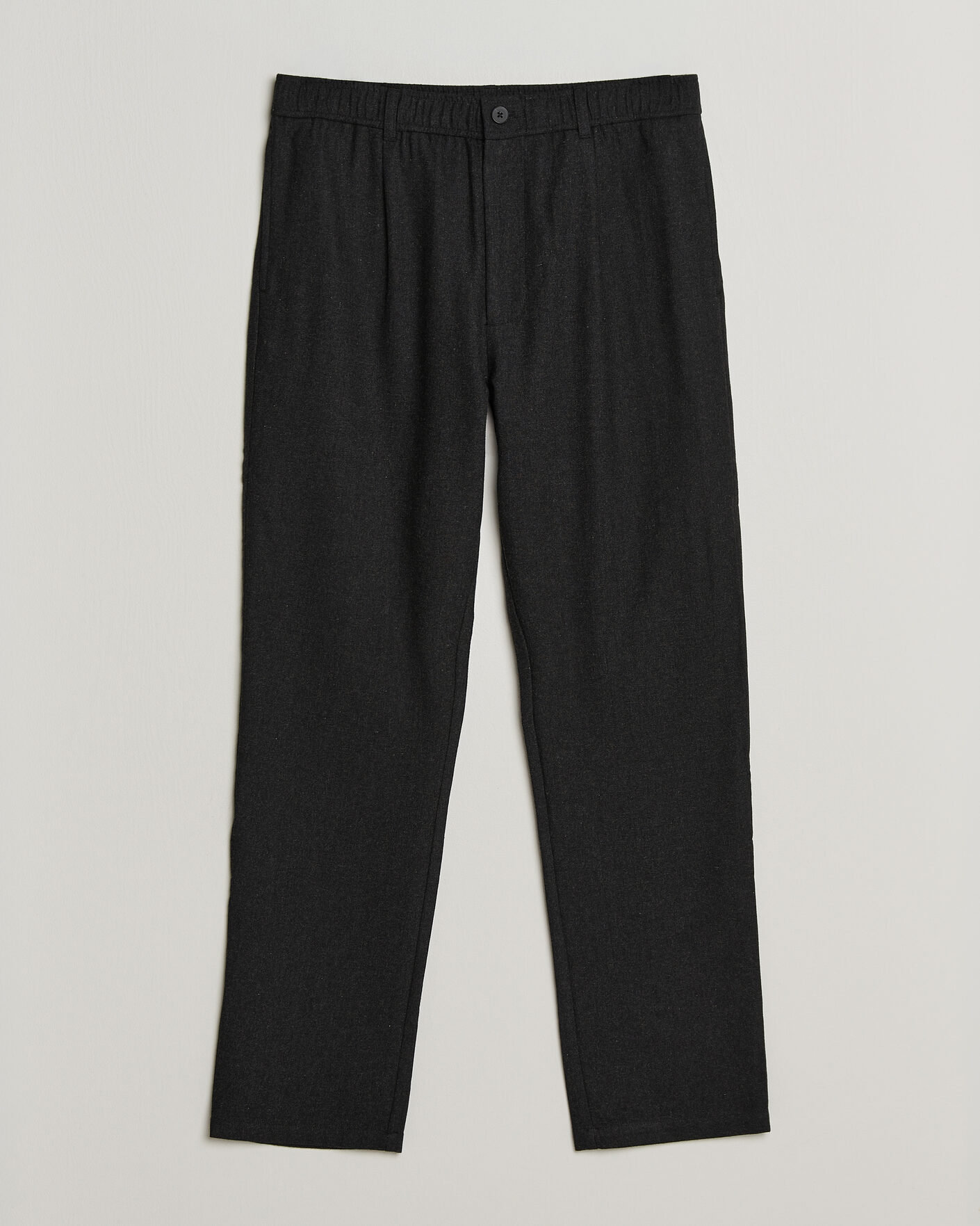 Heren | Broeken | Samsøe Samsøe | Bertil Flannel Drawstring Trousers Black Melange