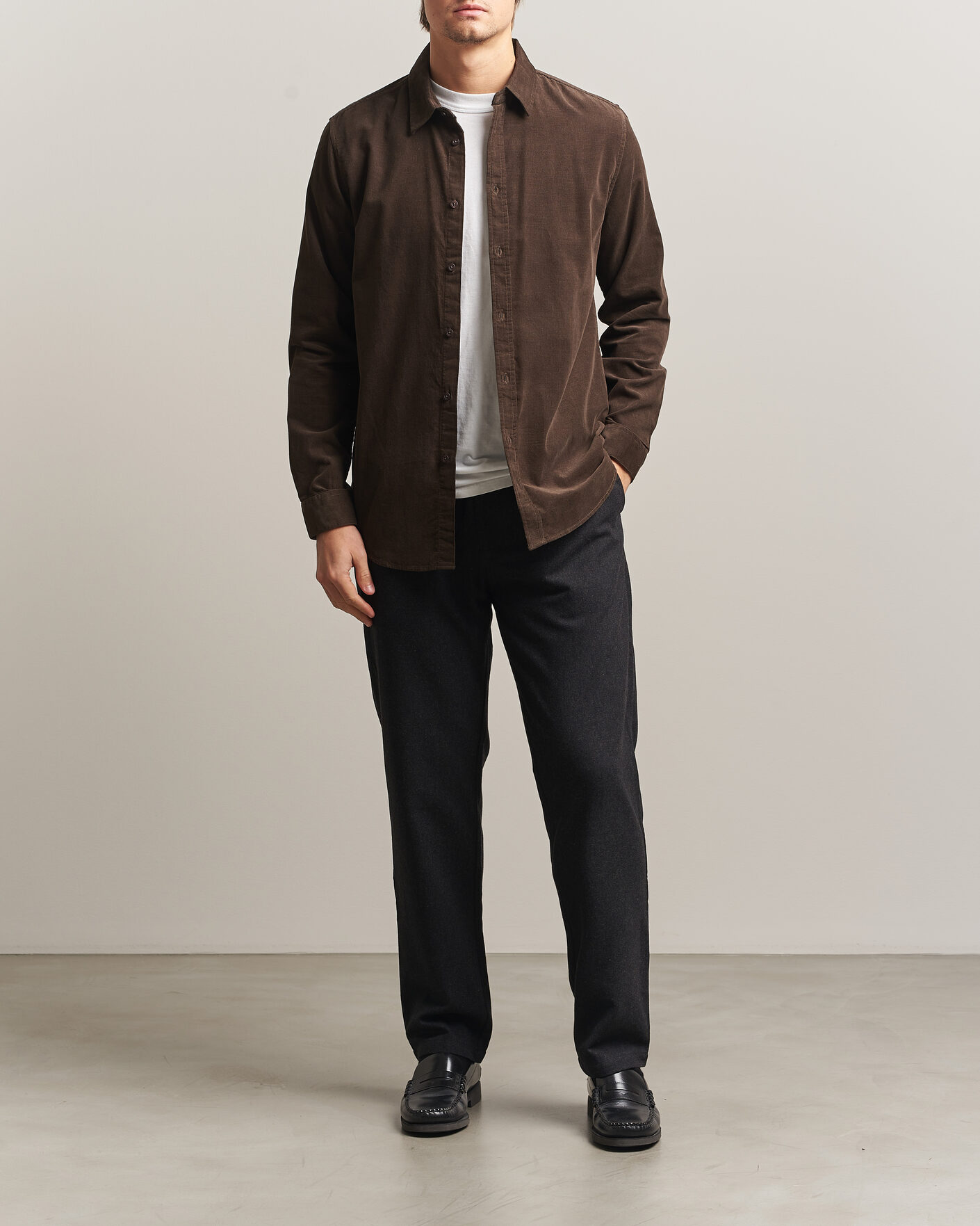 Heren | Broeken | Samsøe Samsøe | Bertil Flannel Drawstring Trousers Black Melange