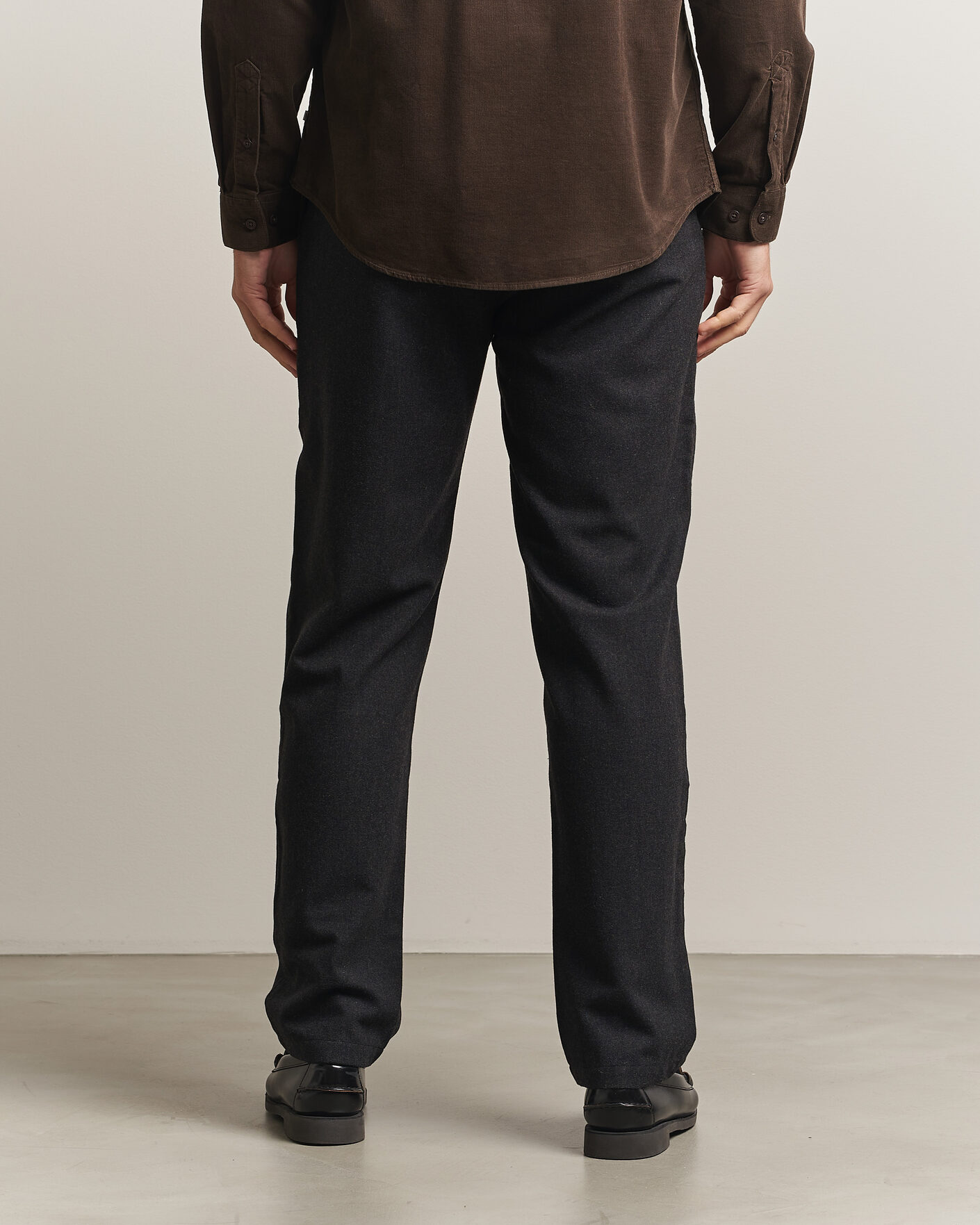Heren | Broeken | Samsøe Samsøe | Bertil Flannel Drawstring Trousers Black Melange