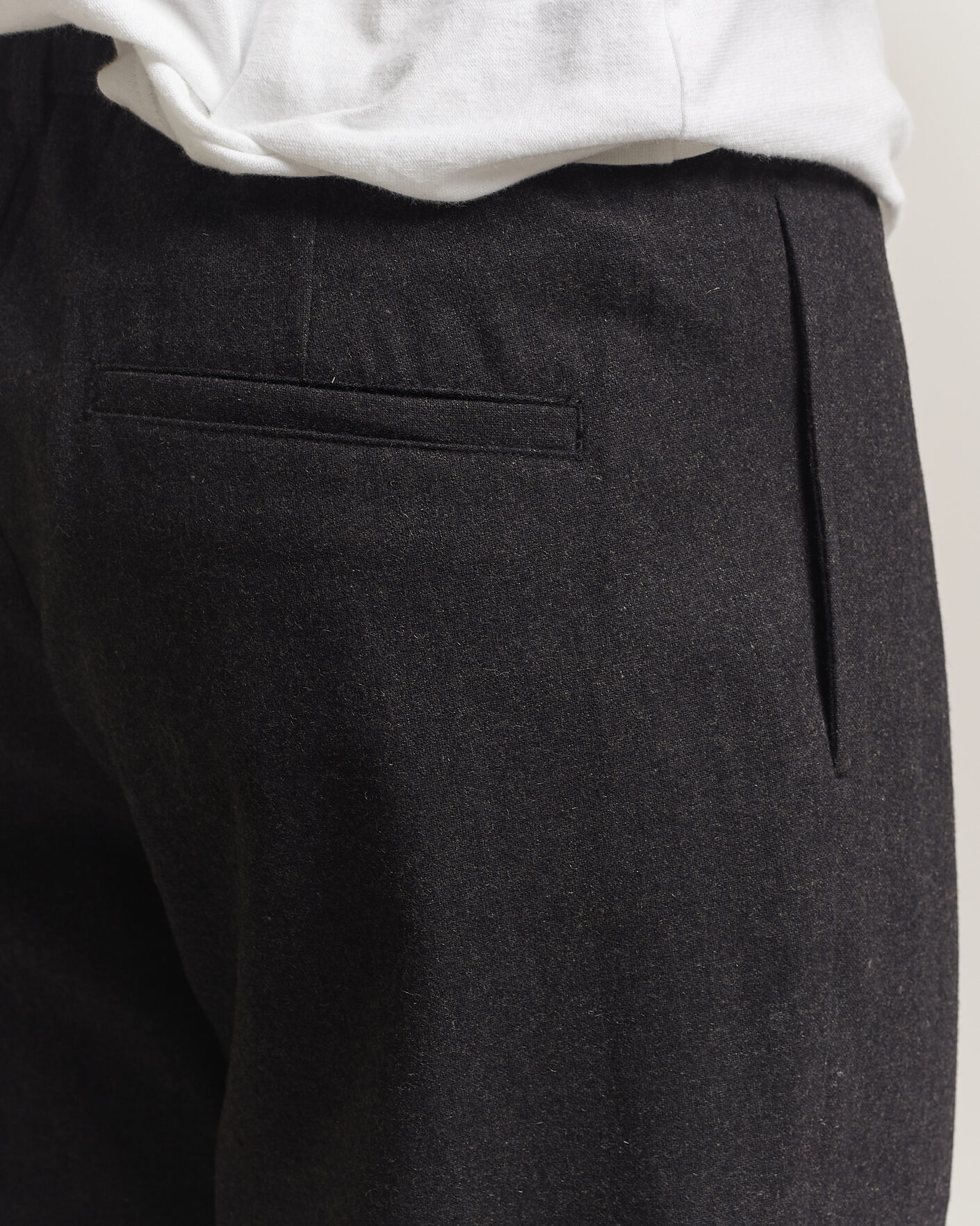 Heren | Broeken | Samsøe Samsøe | Bertil Flannel Drawstring Trousers Black Melange