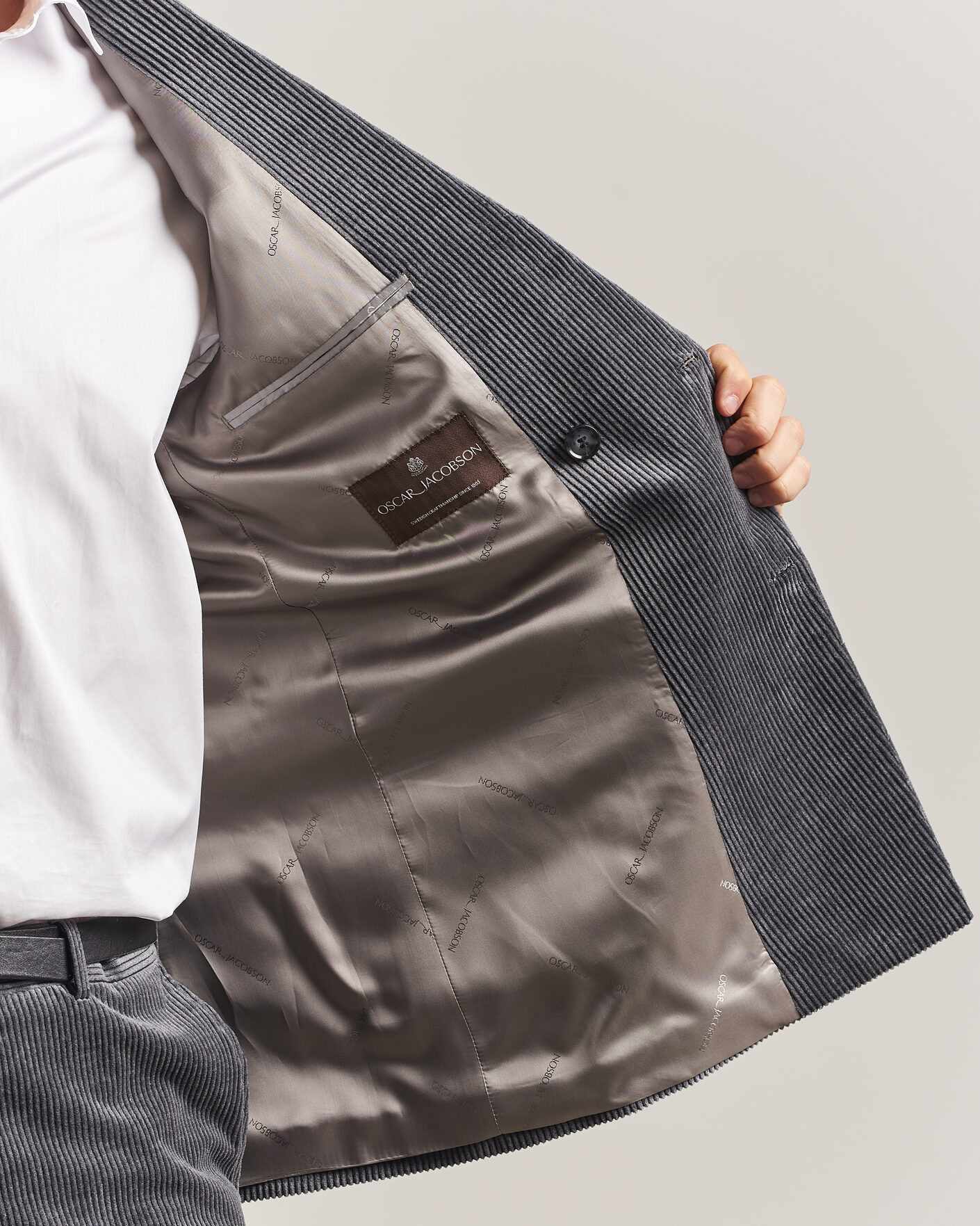 Heren | Blazers | Oscar Jacobson | Farris Corduroy Blazer Grey