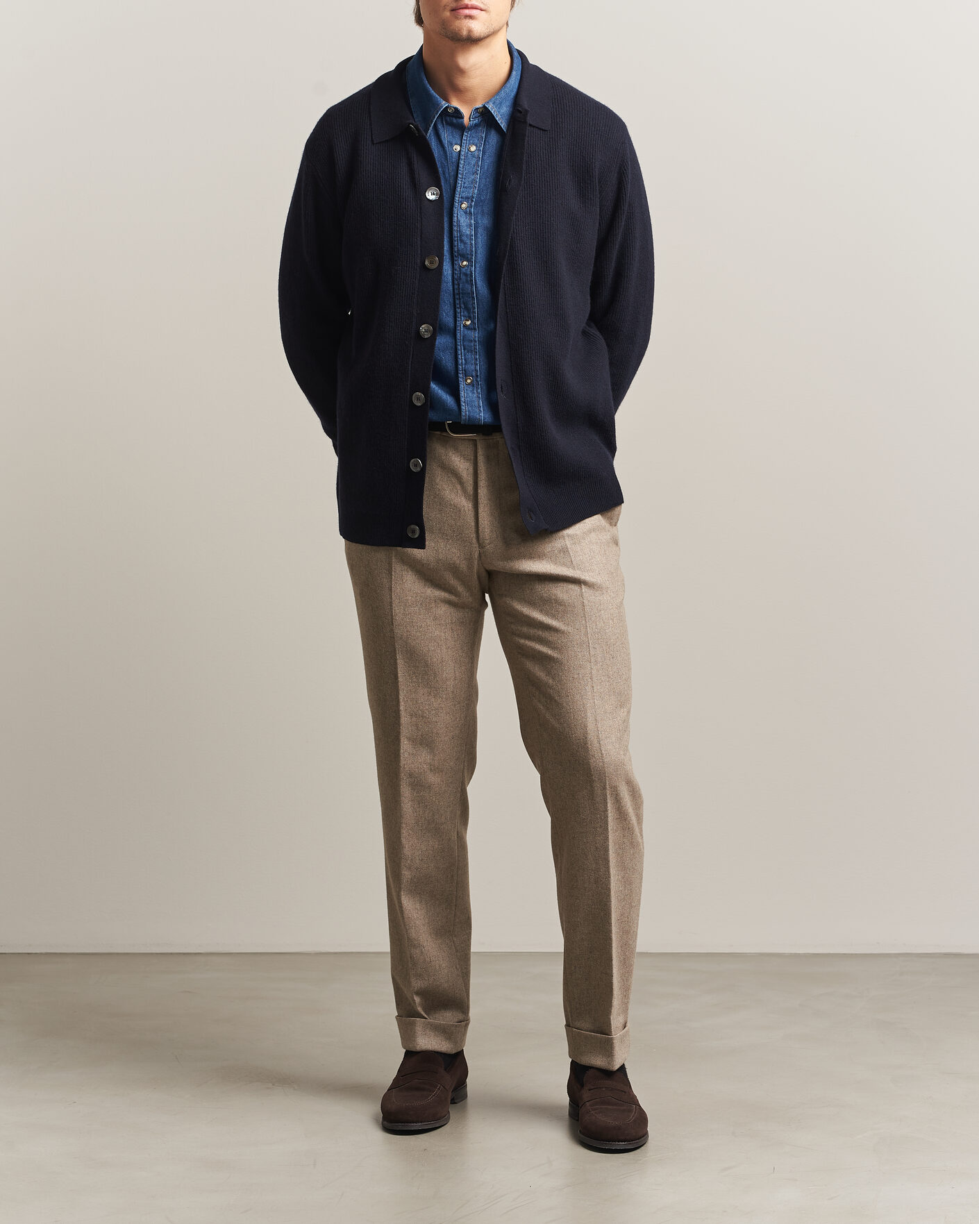 Heren | Truien | Oscar Jacobson | Federico Wool/Cashmere Cardigan Navy