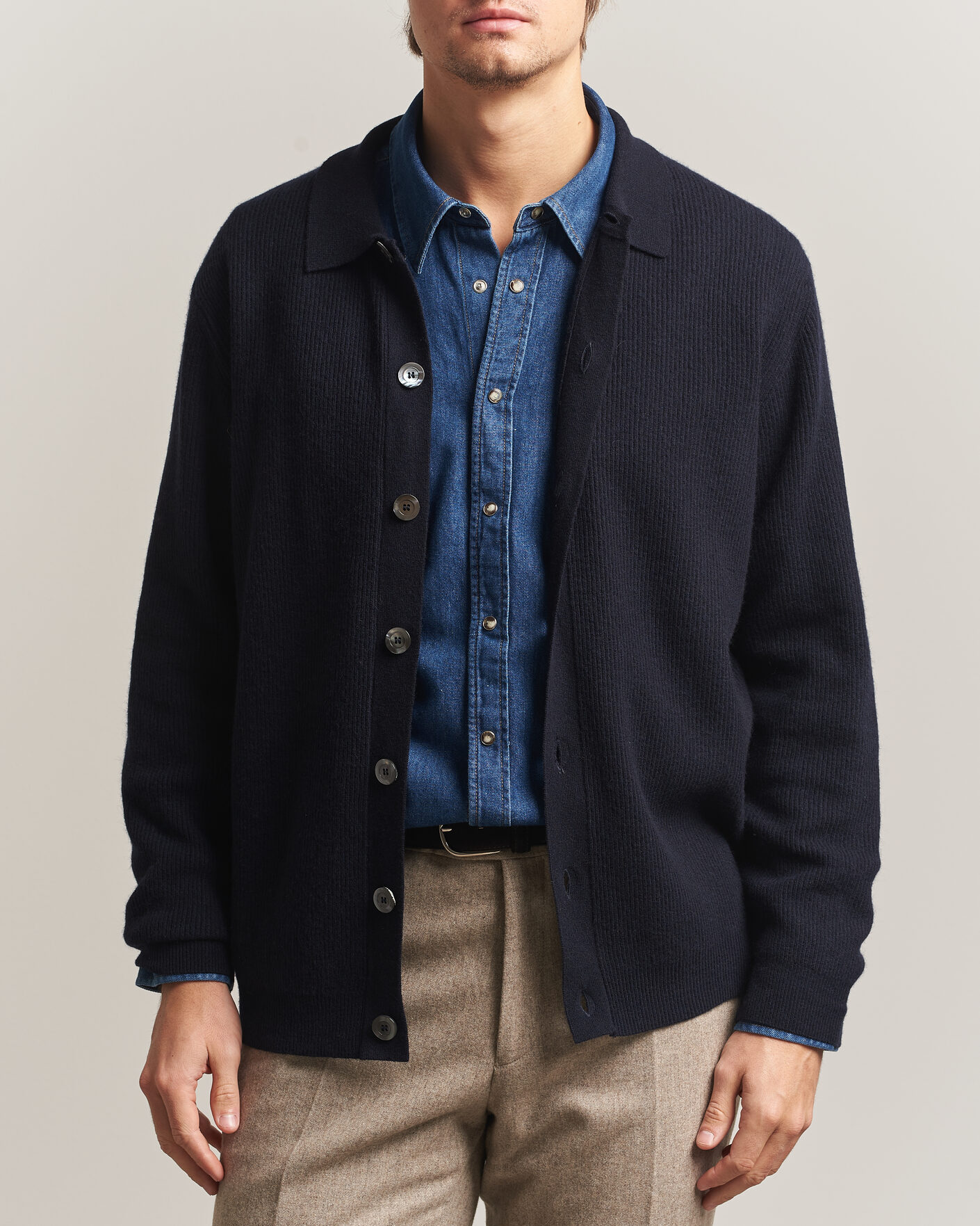 Heren | Truien | Oscar Jacobson | Federico Wool/Cashmere Cardigan Navy
