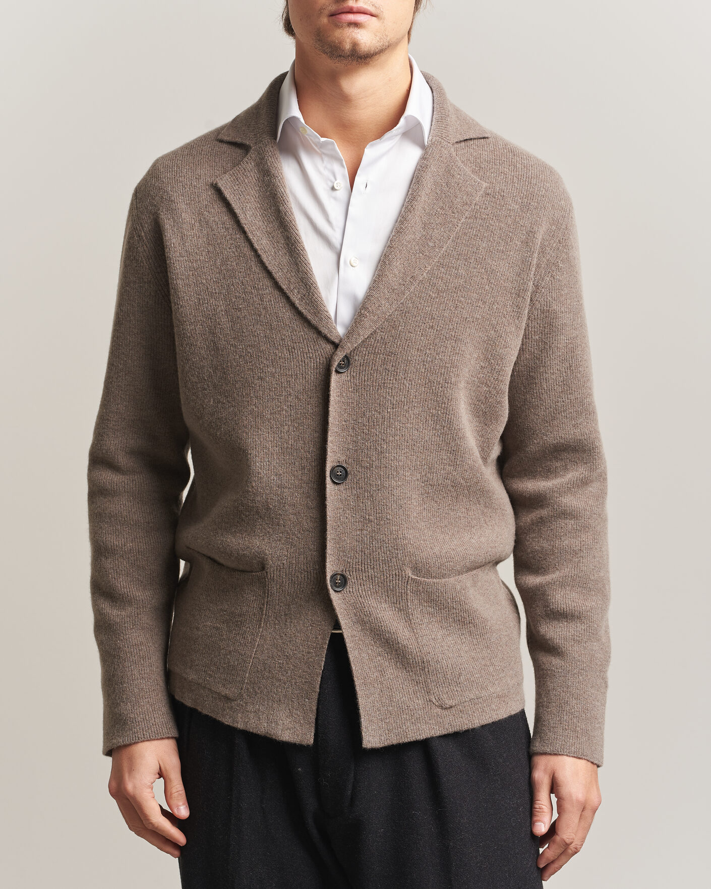 Heren | Blazers | Oscar Jacobson | Antonio Knitted Blazer Taupe