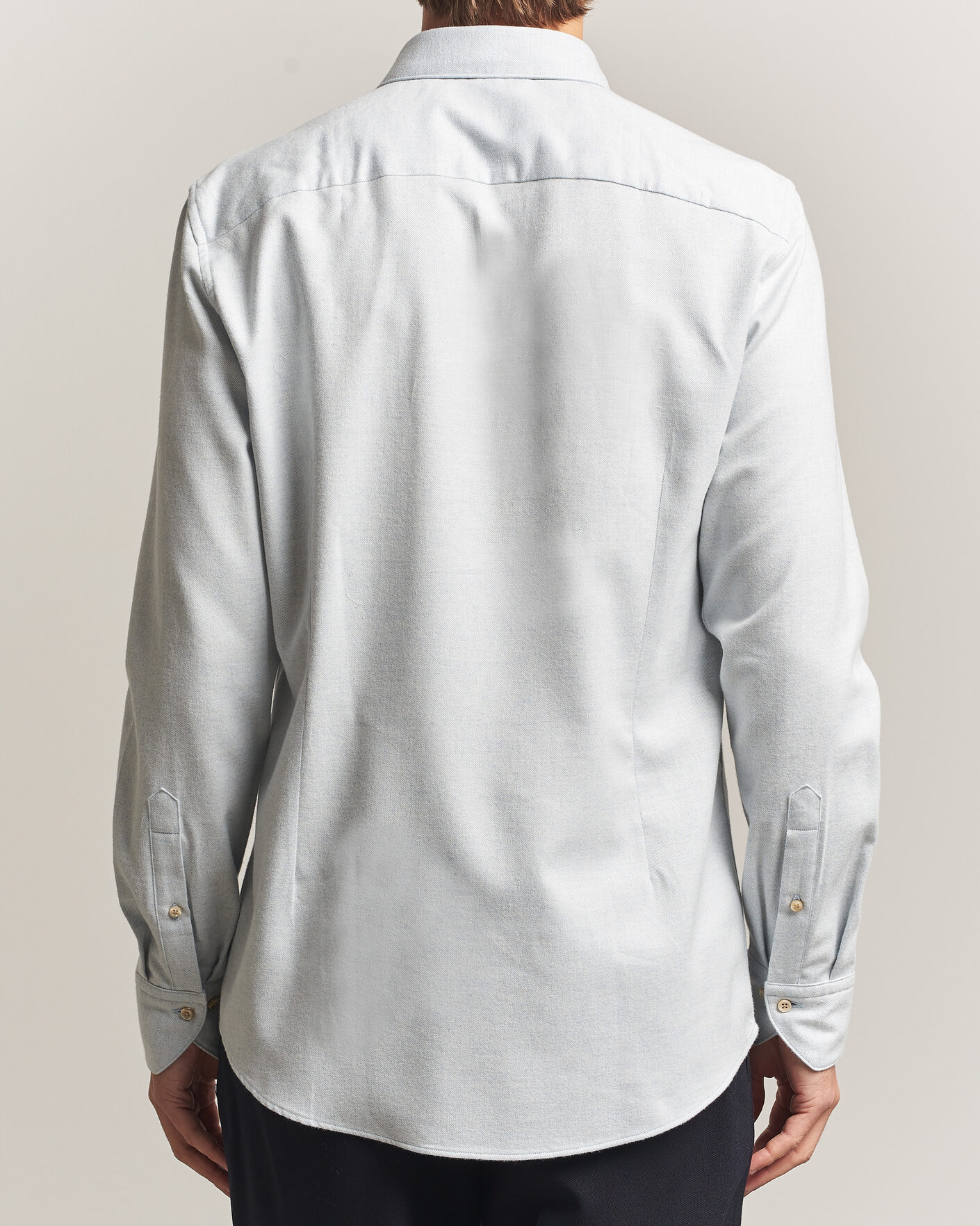 Heren | Overhemden | Stenströms | Slimline Flannel Shirt Light Blue