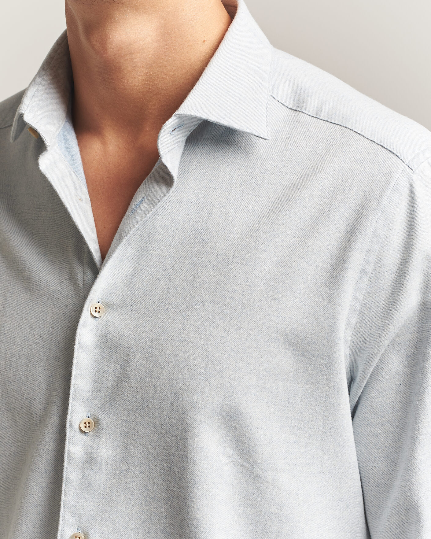 Heren | Overhemden | Stenströms | Slimline Flannel Shirt Light Blue