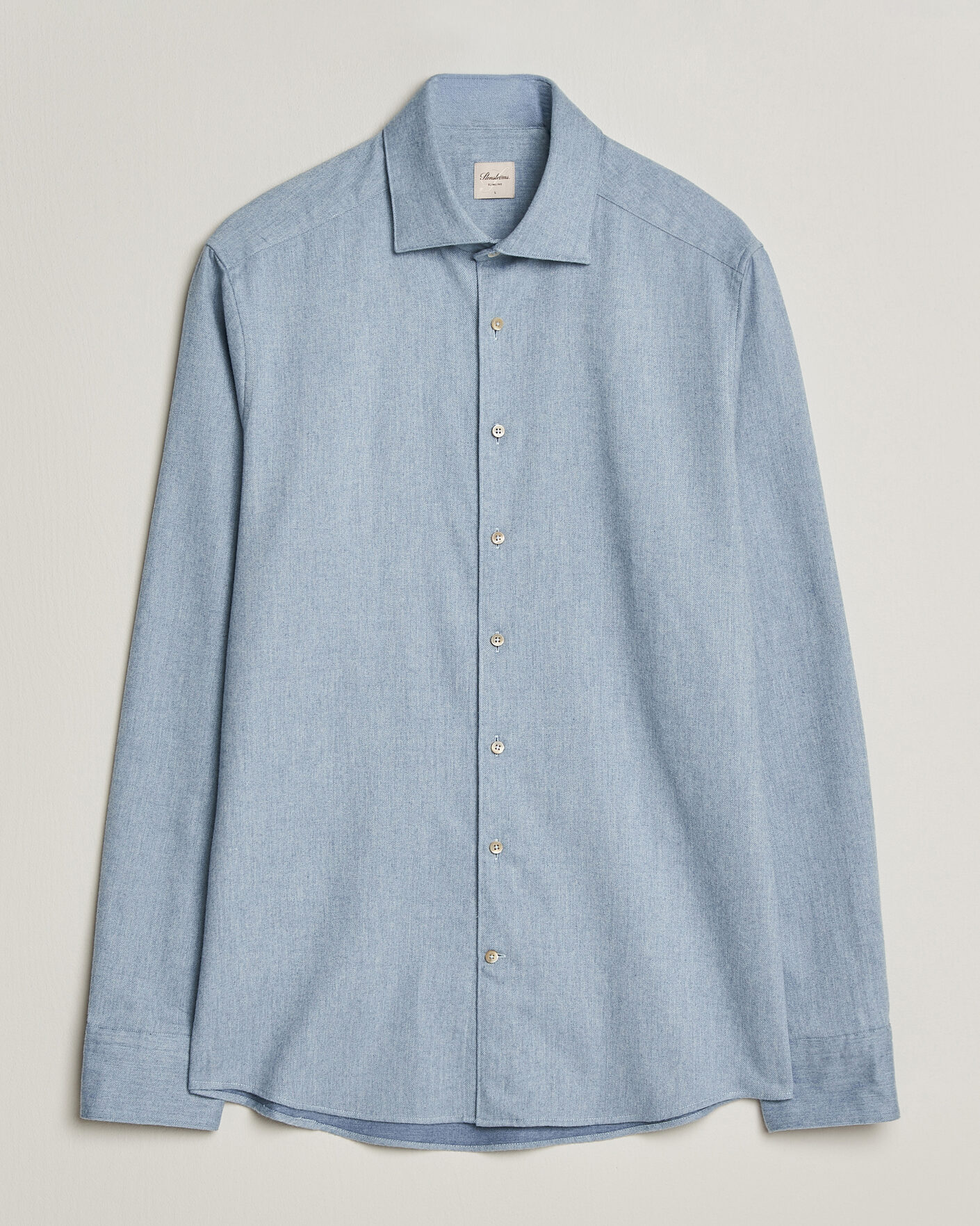 Heren | Overhemden | Stenströms | Slimline Flannel Shirt Blue