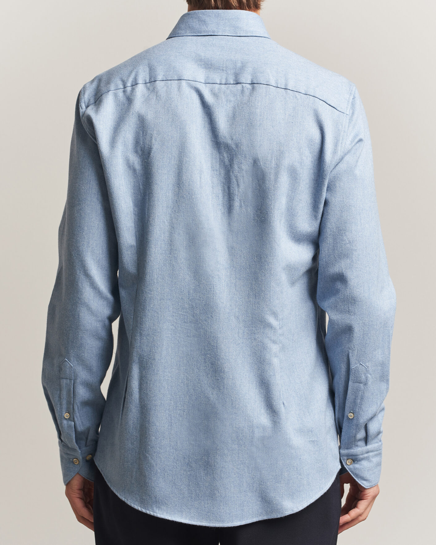 Heren | Overhemden | Stenströms | Slimline Flannel Shirt Blue